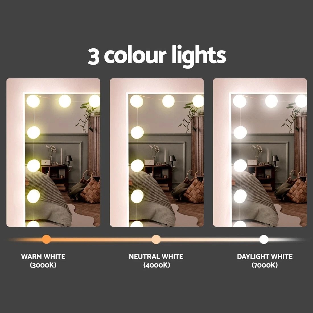 6 Artiss Dressing Table Set Stool 15 Led Bulbs  Darcy - White, 6 of 8