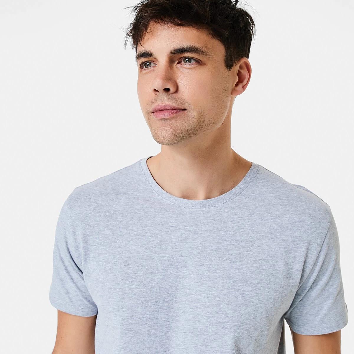 4 Plain Crew Neck T-shirt Grey Marl, 4 of 7