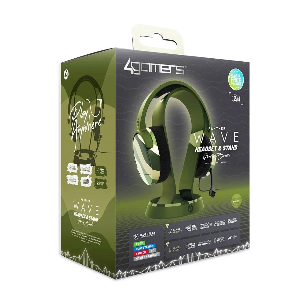 2 4Gamers Panther Gaming Headset Wave Forest + Headset Stand with Base
 - Green, 2 of 5