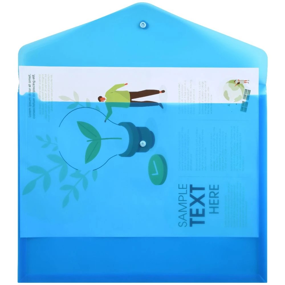 2 J.Burrows A3 Button Document Wallet Blue, 2 of 2