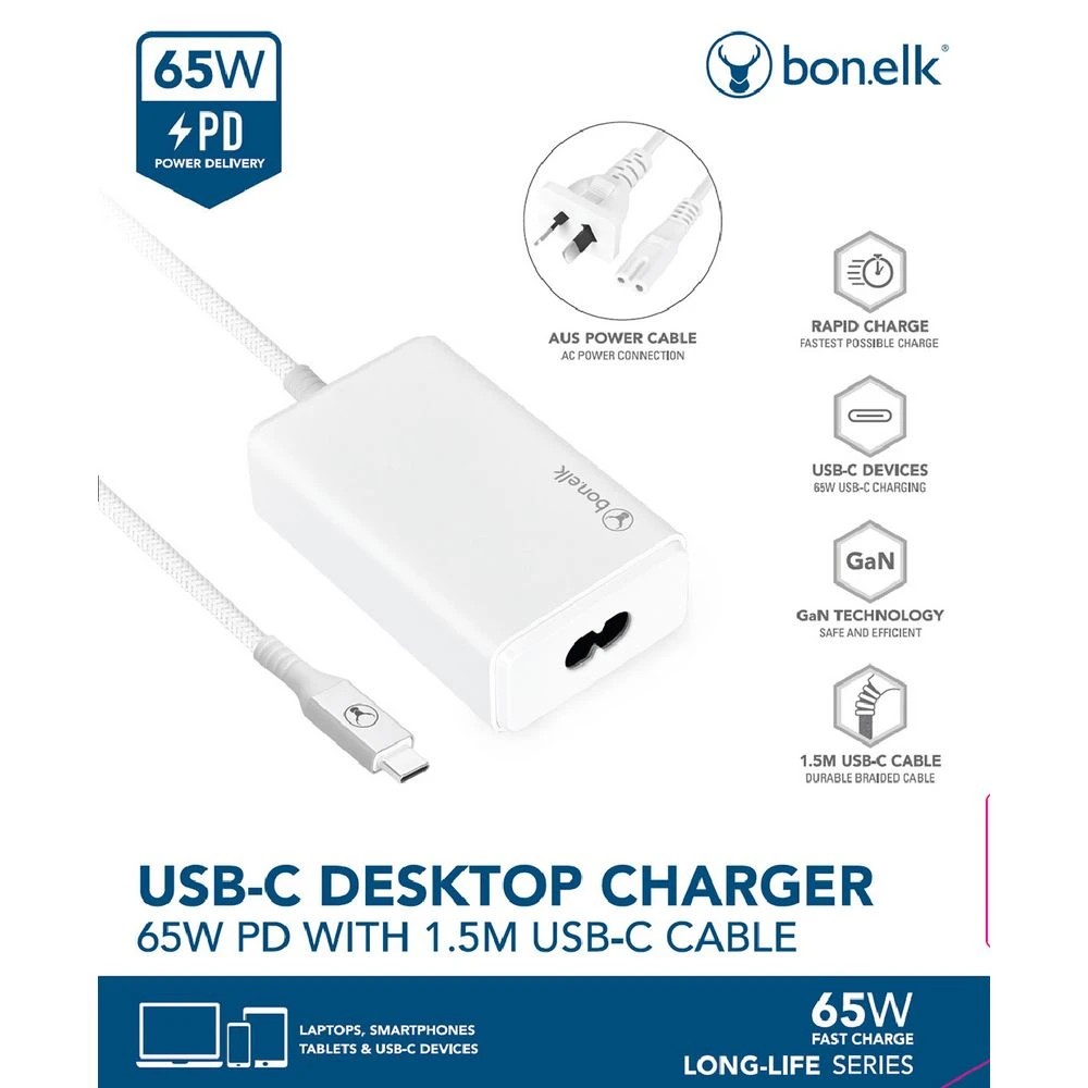 5 Bonelk Laptop Charger USB-C 65w White, 5 of 5