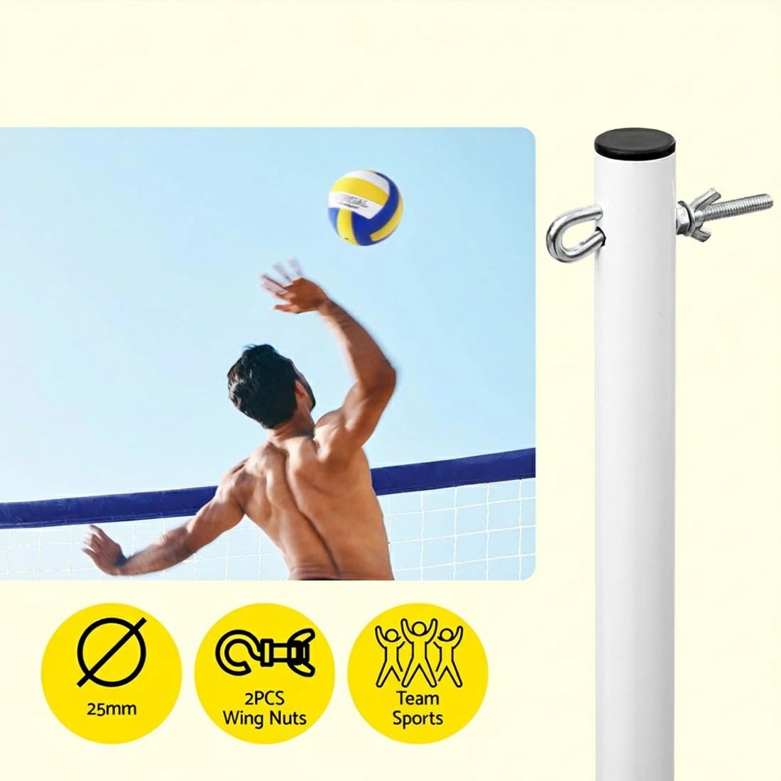 5 Everfit 6M Portable Volleyball Net Set Adjustable Height Multi-Sport Net with Ball and Bag - Blue, 5 of 6