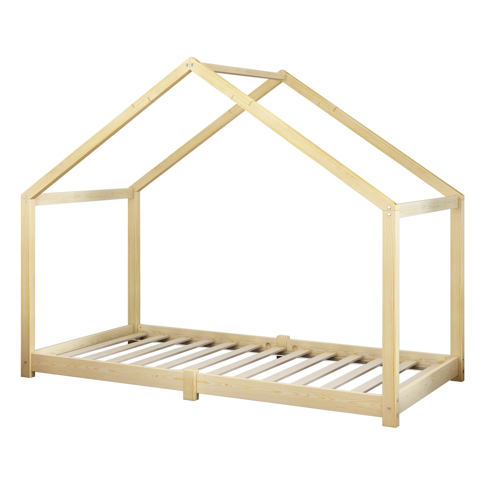 5 Alfordson Kids Bed Frame Wooden Timber Single House Frame Candice - Natural, 5 of 7