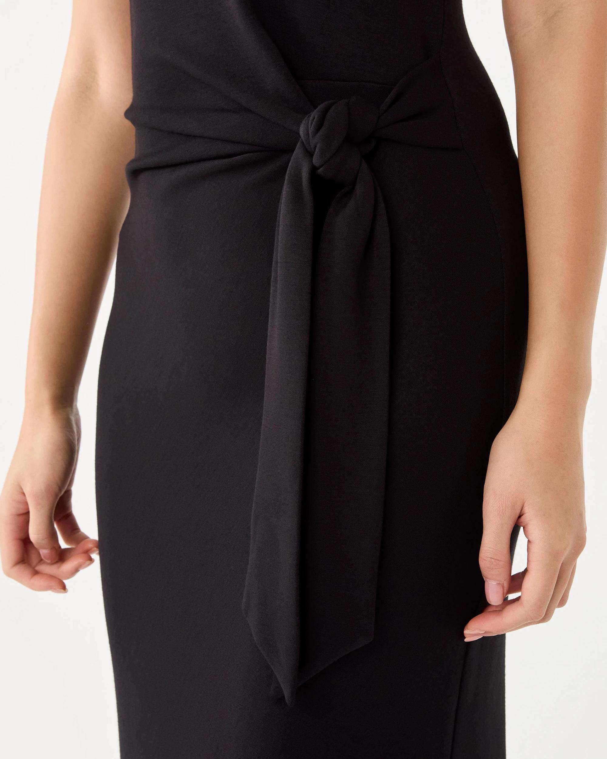 6 Sleeveless Jersey Tie Front Midi Dress Black, 6 of 6