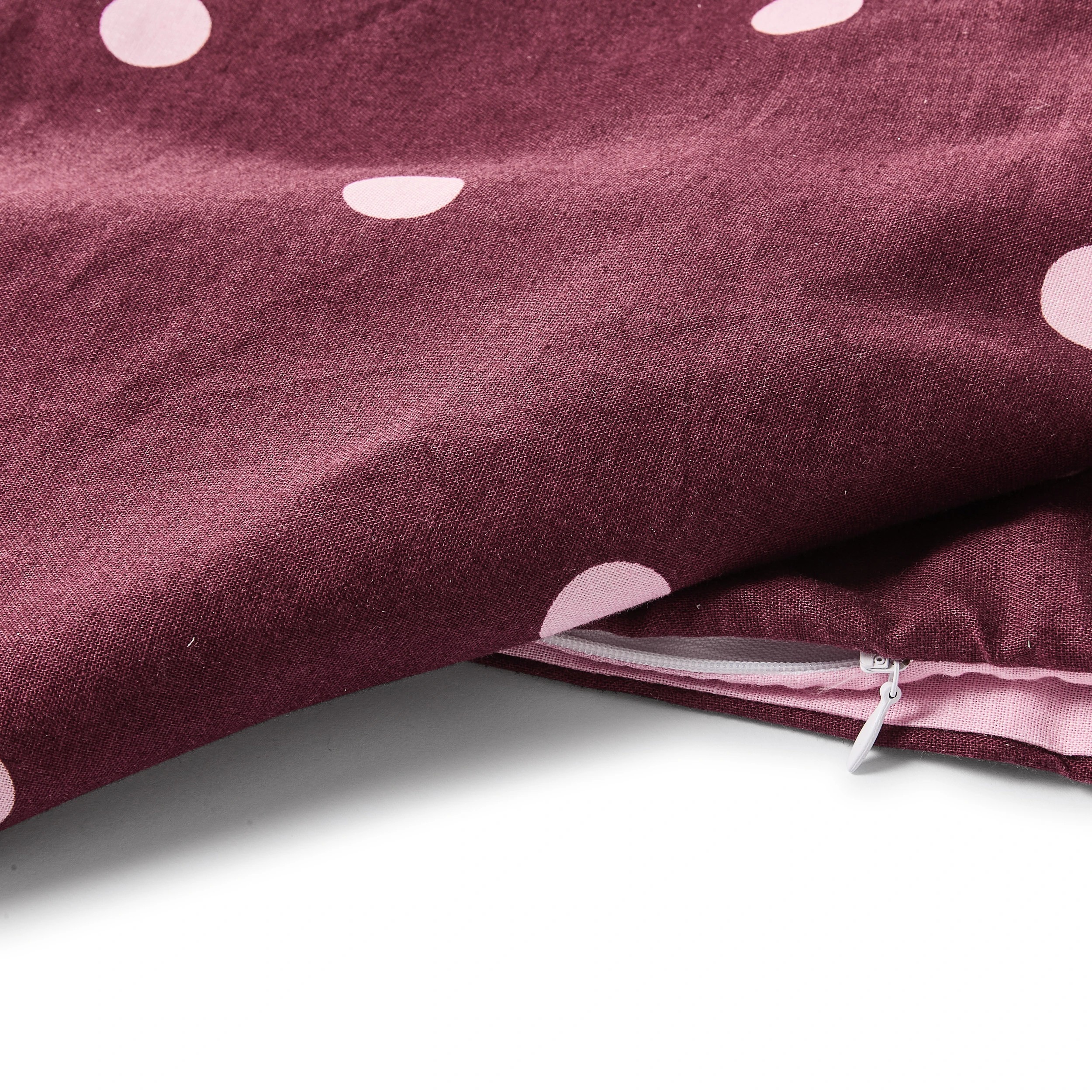6 Polka Dot Linen Cotton Reversible Quilt Cover Set - King Bed, Fig and Pink, 6 of 9