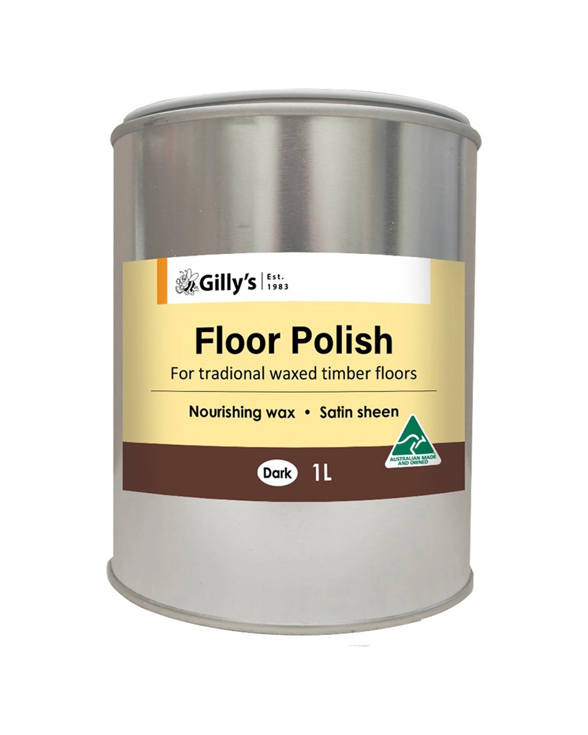 1 Gillys Dark Beeswax Based Floor Polish For Waxed Timber 1L Satin Sheen - Brown, 1 of 1