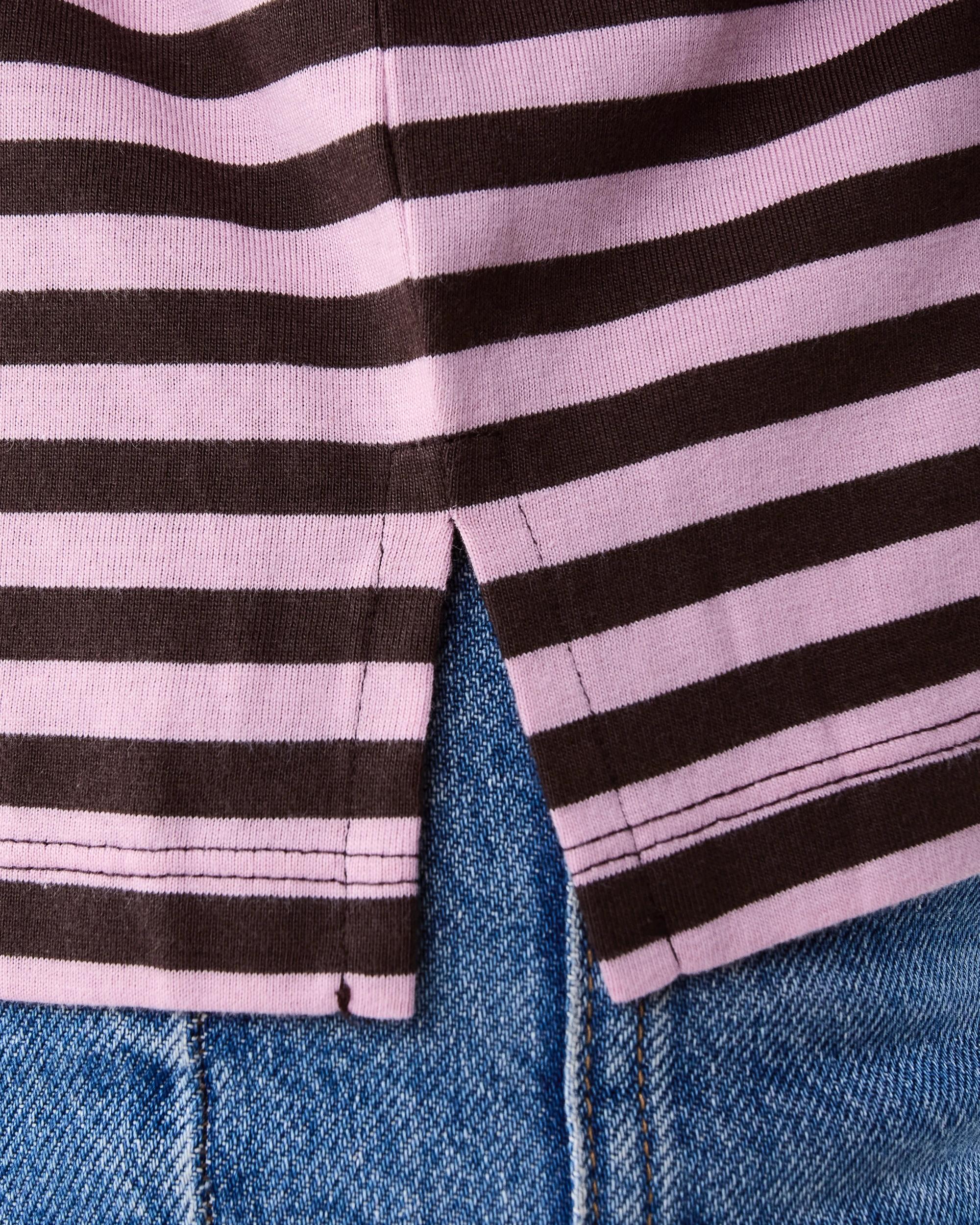 5 Long Sleeve Oversized Boyfriend Print T-shirt Pink Strp, 5 of 5