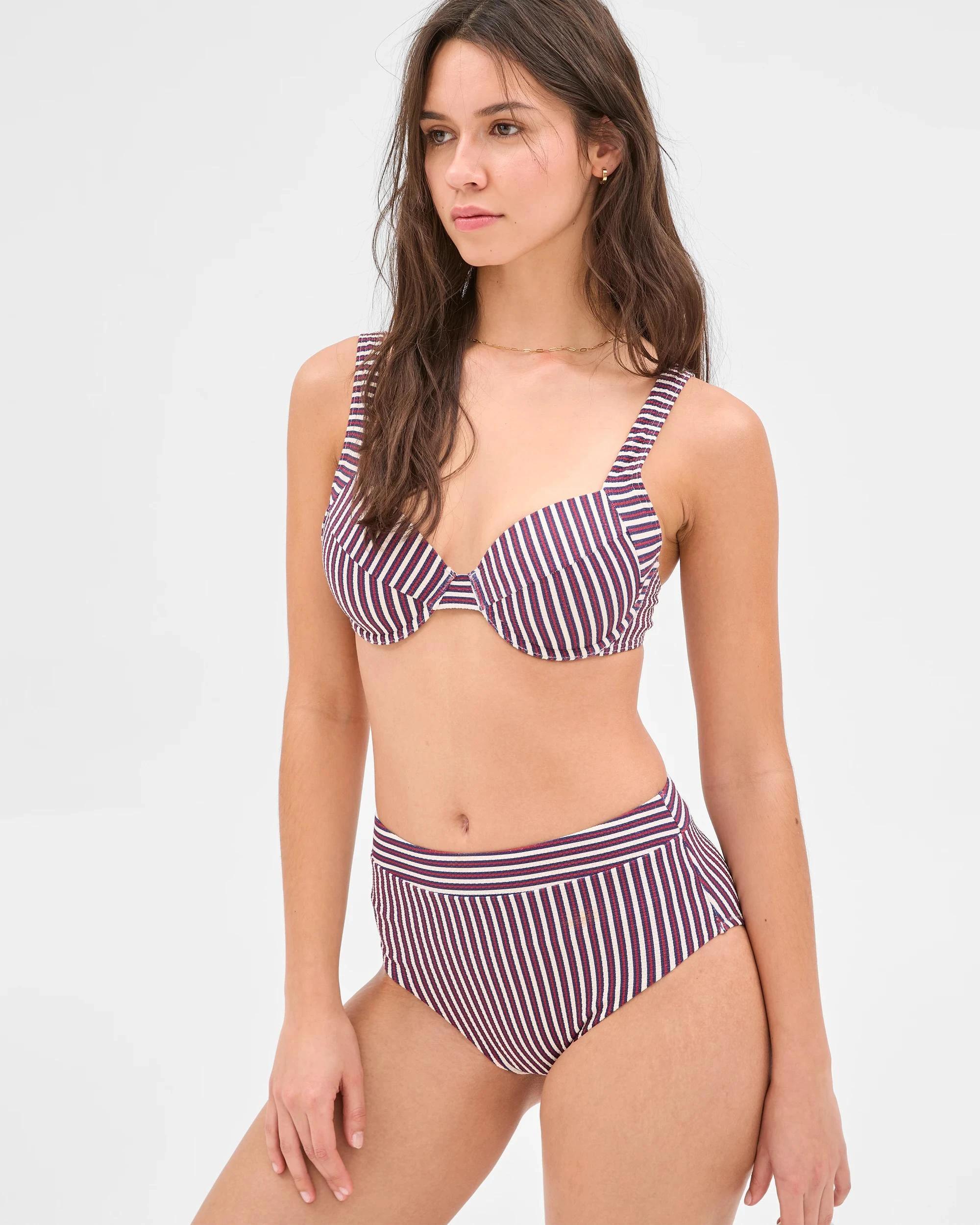 1 Target Balconette Honeycomb Underwire Bikini Top - Shape Your Body NAVY/RED STRIPE, 1 of 10