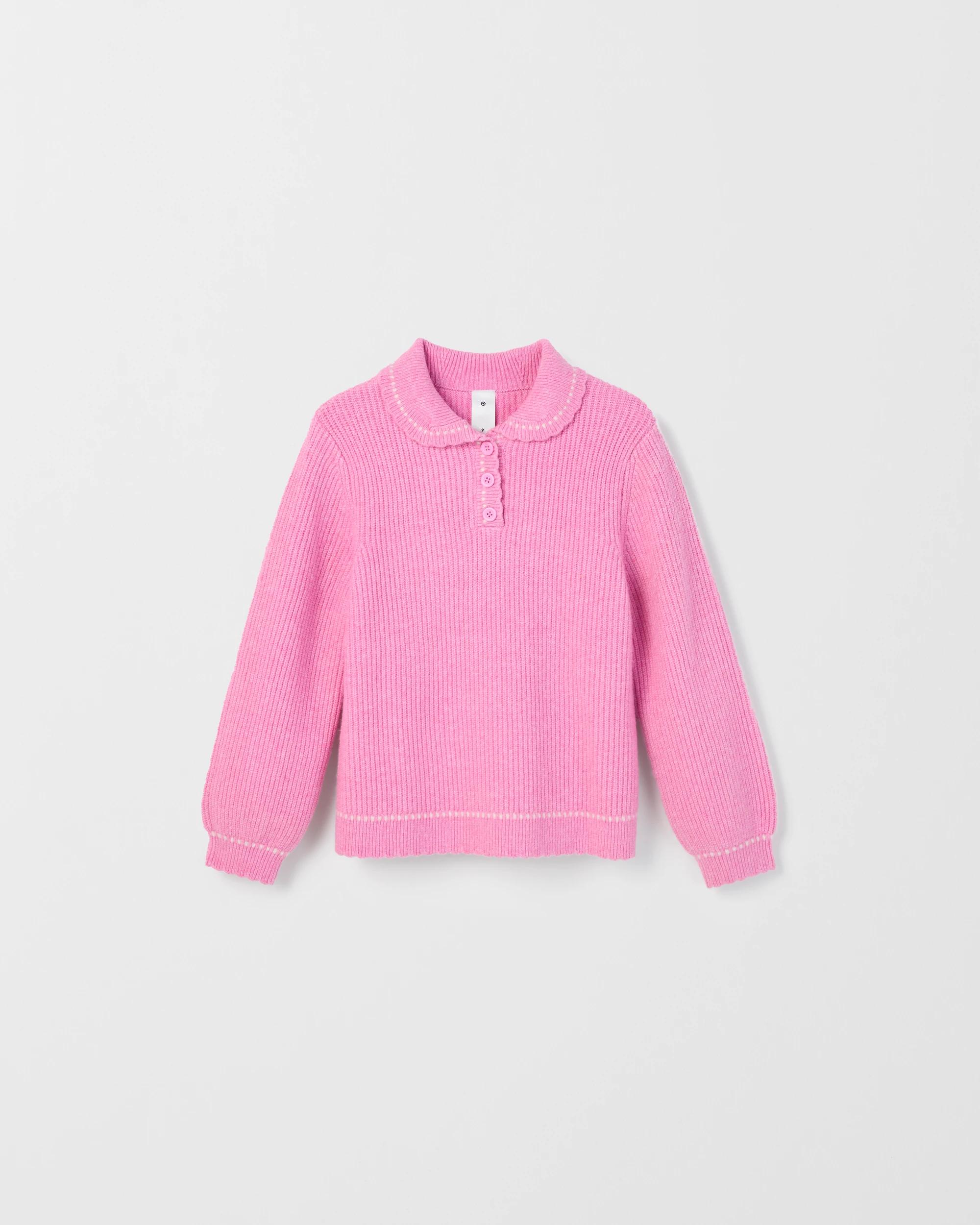 7 Target Kids Long Sleeve Collared Knit Jumper PINK, 7 of 8