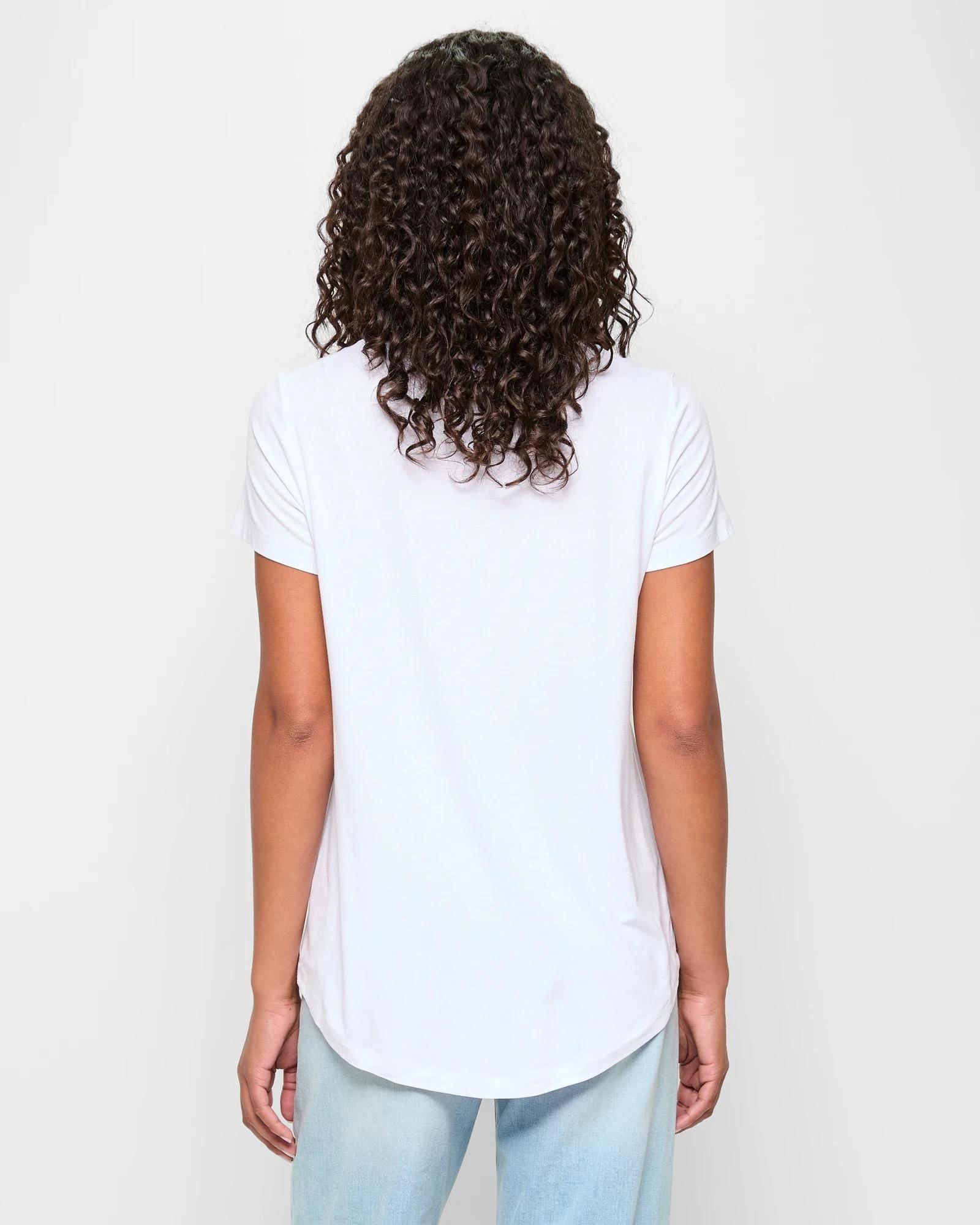 4 Target Woman Short Sleeve V-Neck T-Shirt WHITE, 4 of 5