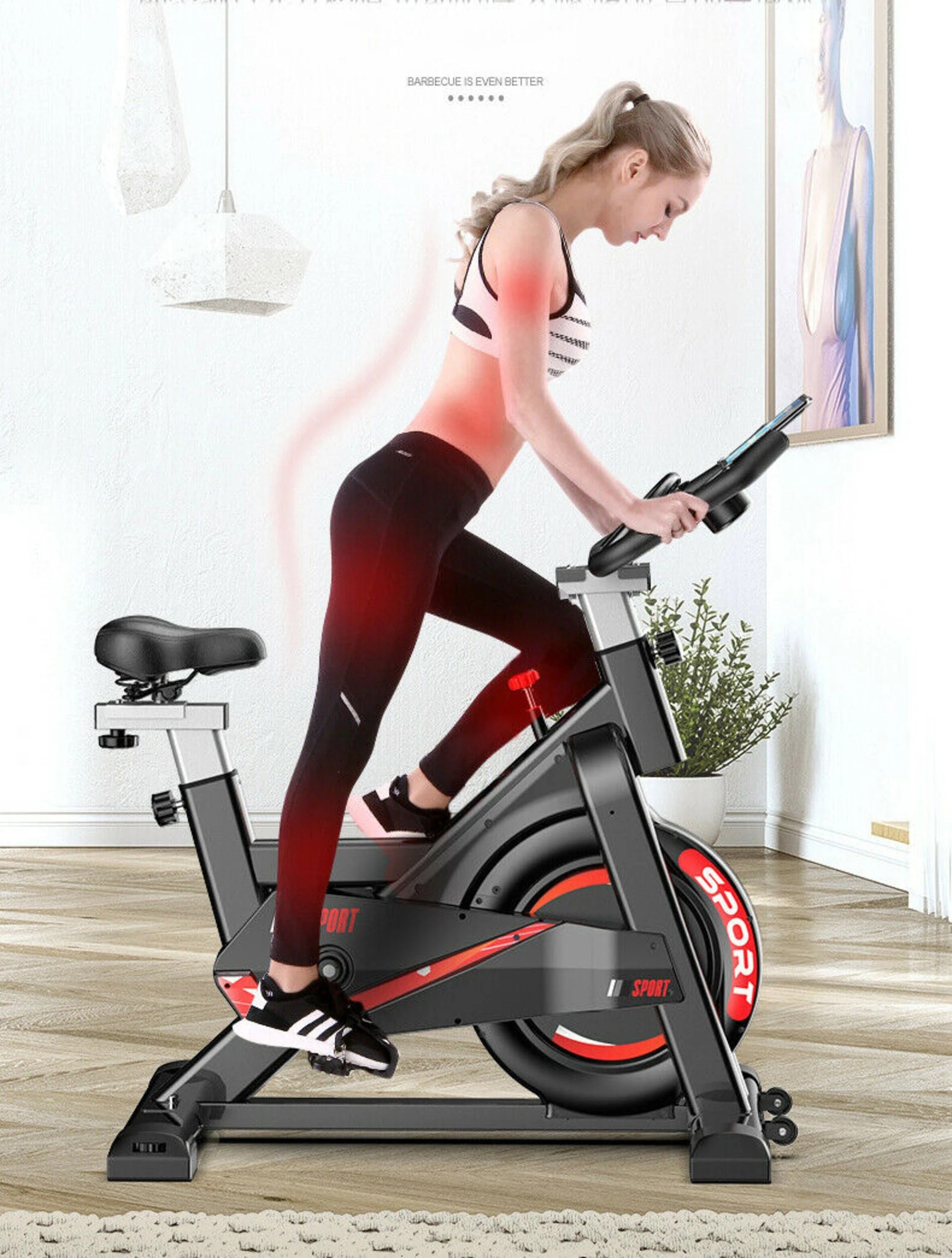 3 Fitness Master Exercise Spin Bike Home Gym Workout Equipment Cycling Bicycle Heart Rate Lcd Display, 3 of 9
