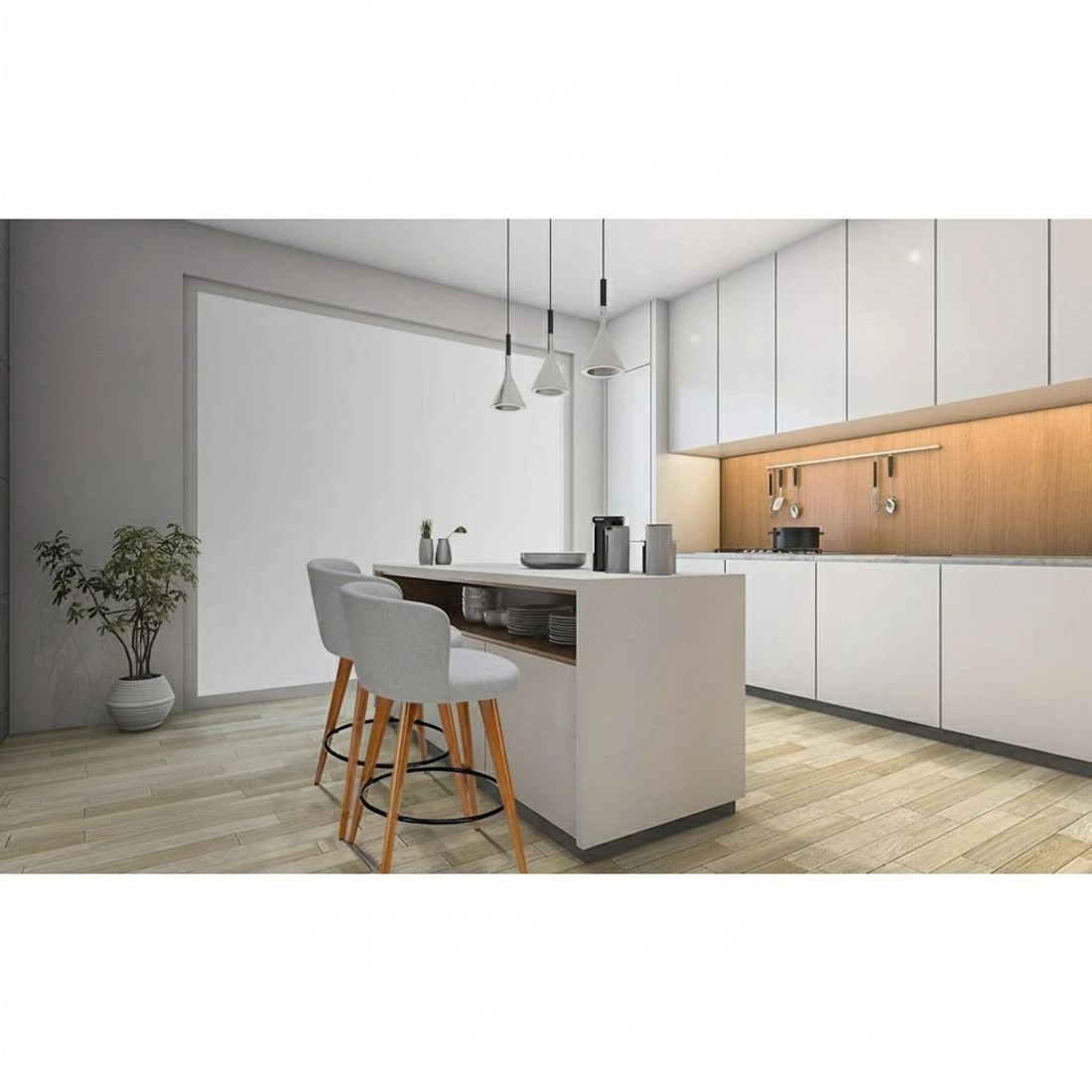 3 Artiss 4x Bar Stools Linen Padded Wooden - Grey, 3 of 6