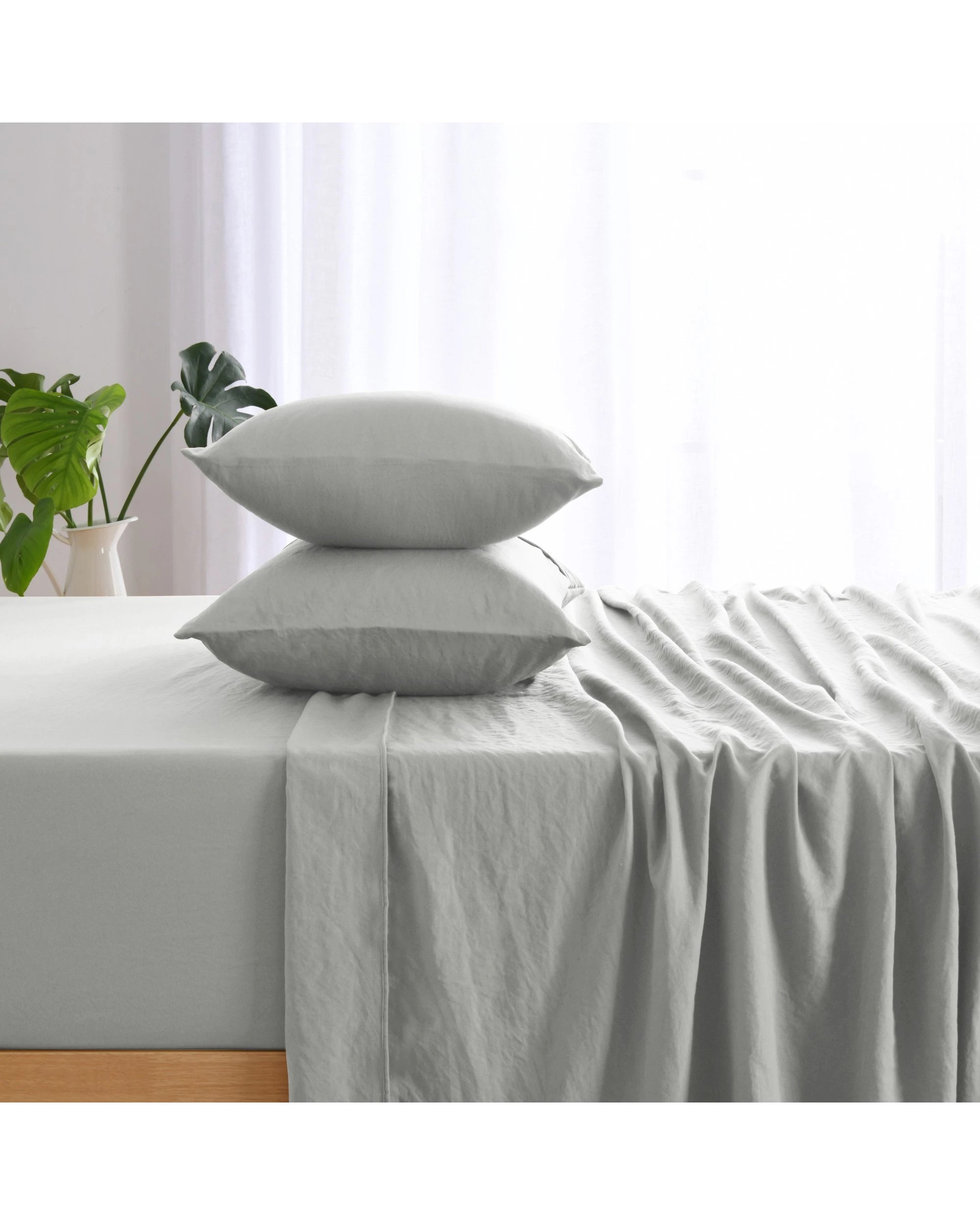 2 Dreamaker Superfine Washed Microfibre Standard Pillowcase Twin Pack - Dove Grey, 2 of 5