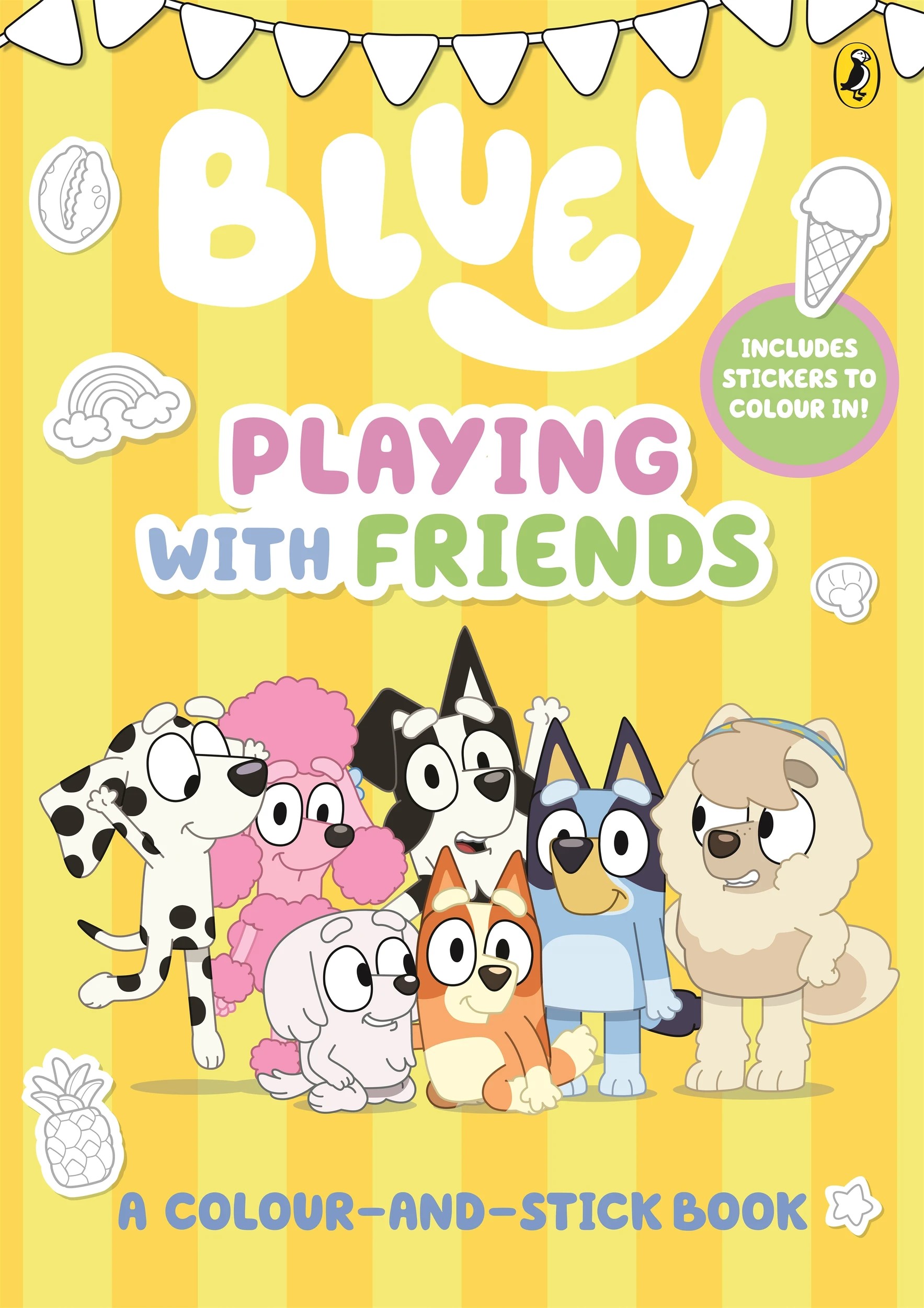 1 Bluey Playing With Friend: A Colour-and-Stickbook, 1 of 3