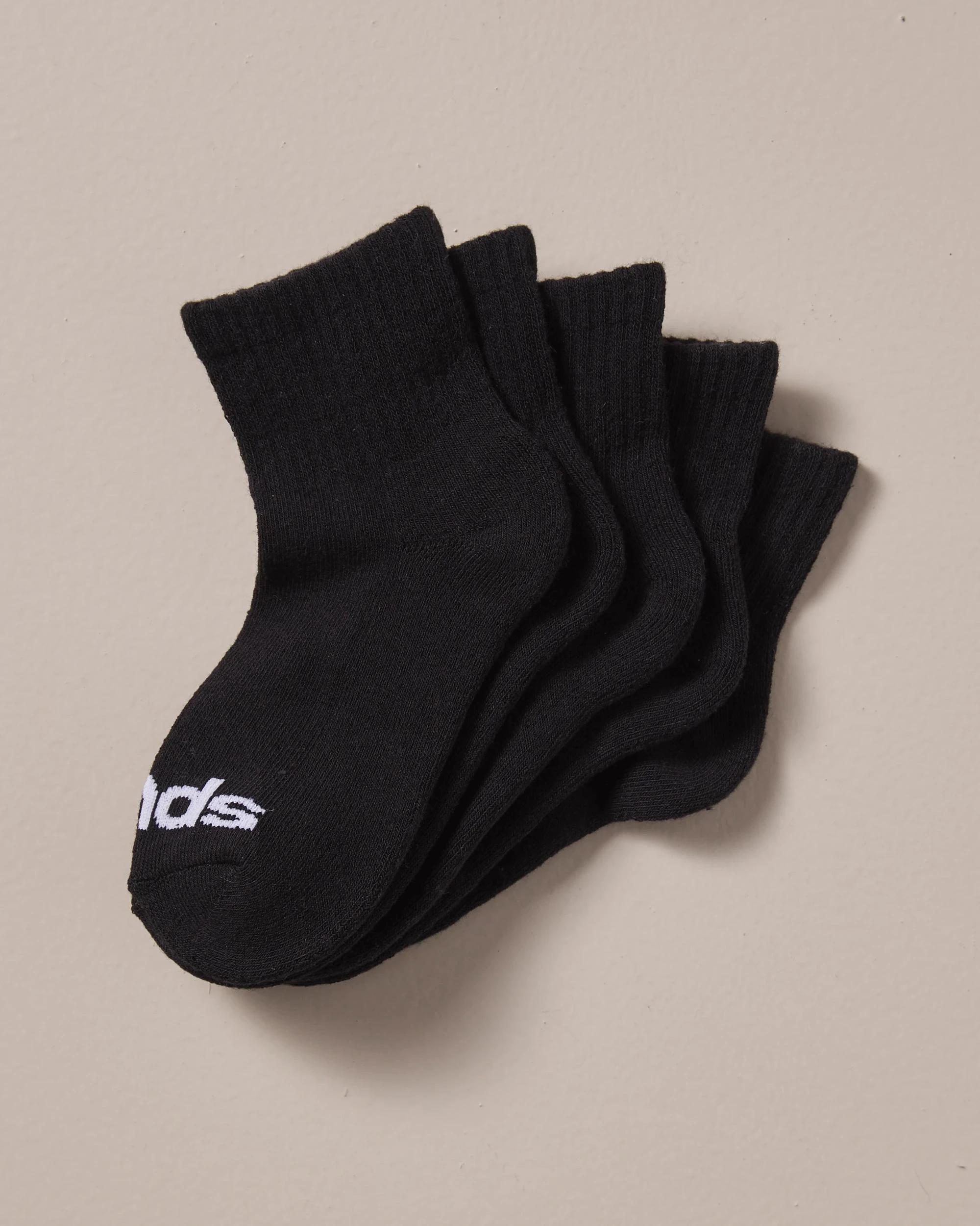1 Bonds Kids Cushioned 1/4 Crew Socks - 5 Pack BLACK, 1 of 2