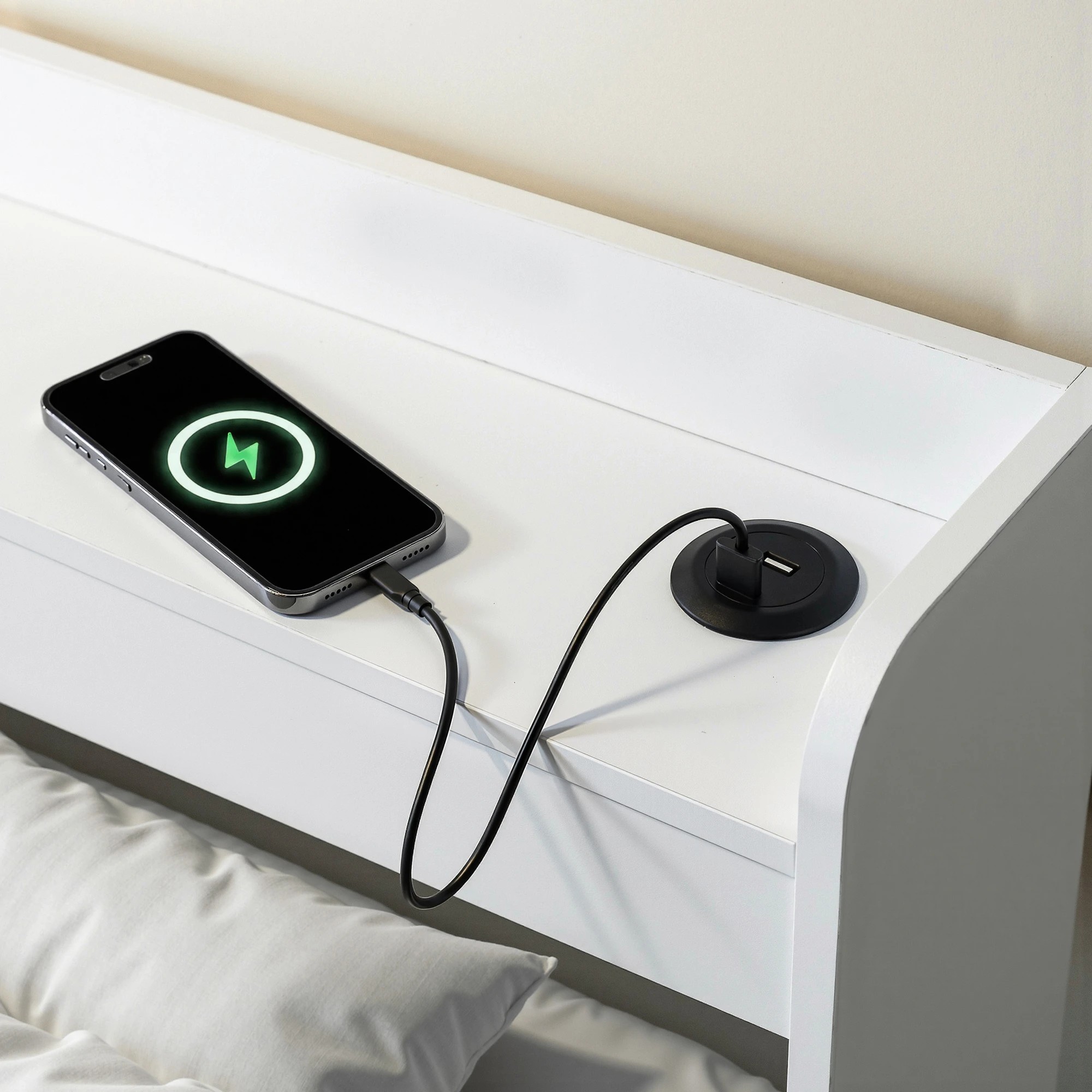 5 Artiss Bed Frame King Single Size with Charging Ports and 2 Drawers - White, 5 of 10