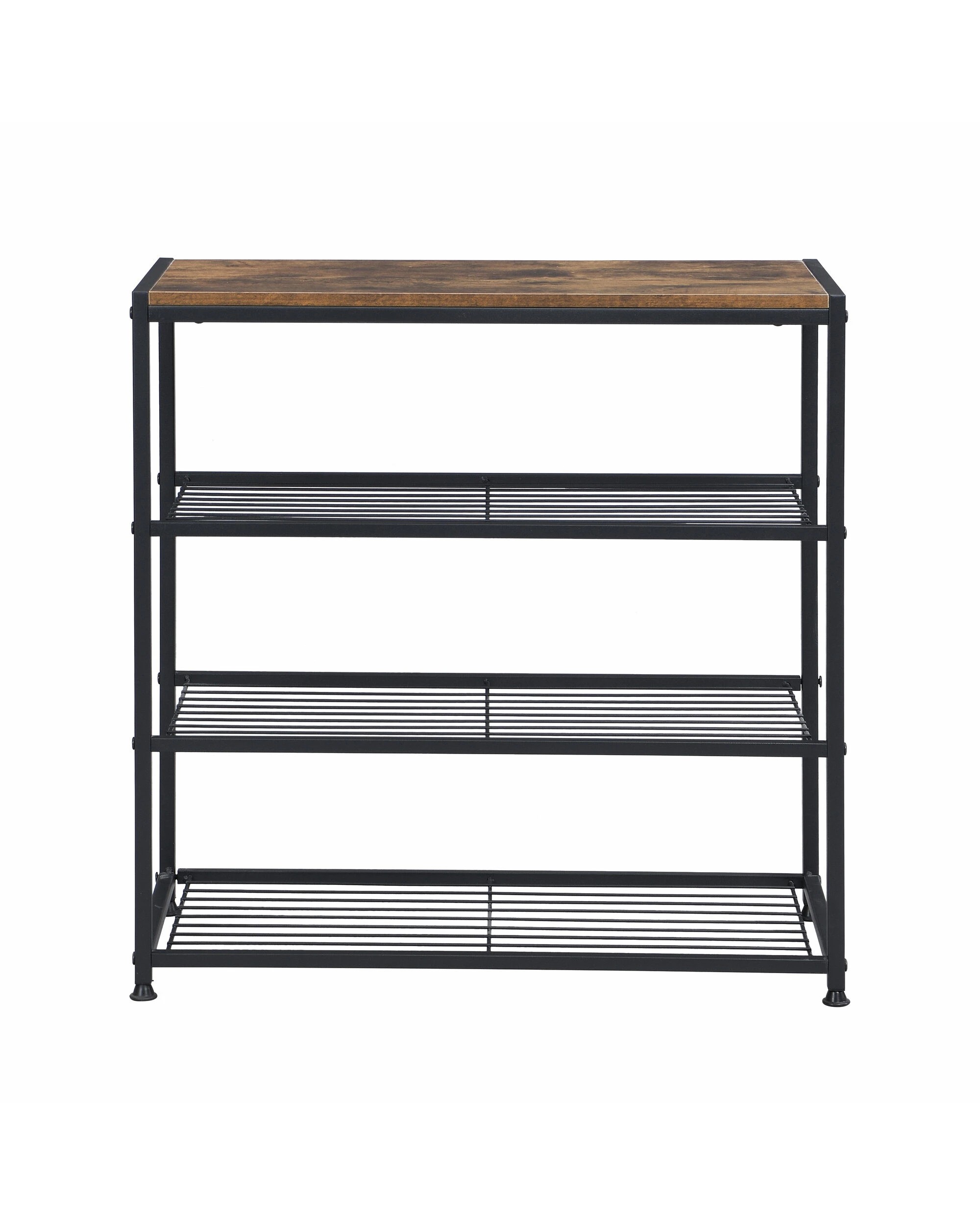 1 IHOMDEC 4-Tier Tower Metal Wood Shoe Rack - Brown, 1 of 5