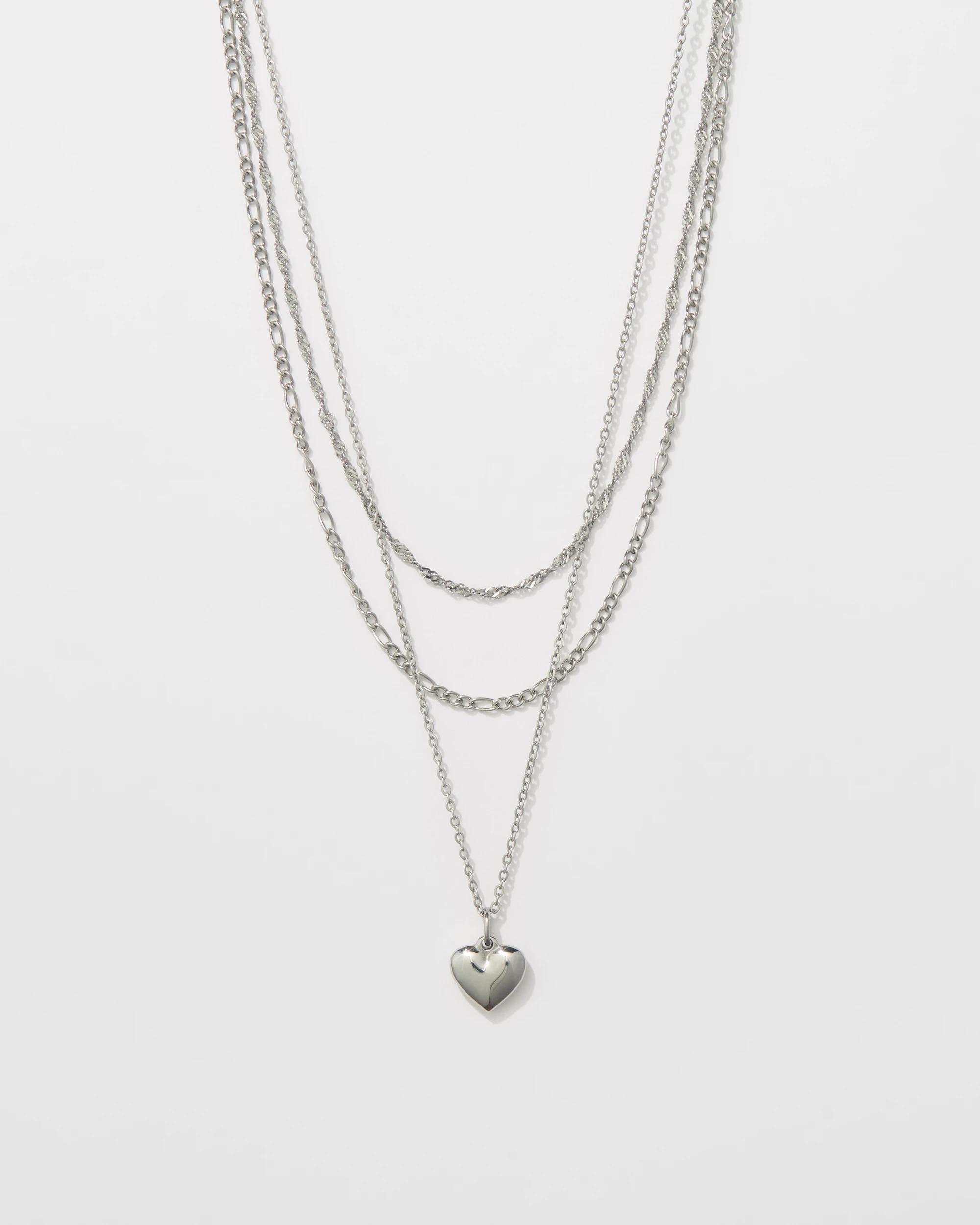 1 Target Waterproof 3 Pack Puffy Heart Necklace Set SILVER, 1 of 3