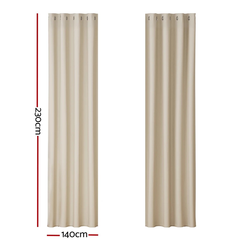 3 Artiss 2X Blockout Curtains Eyelet 140x230cm - Beige, 3 of 6