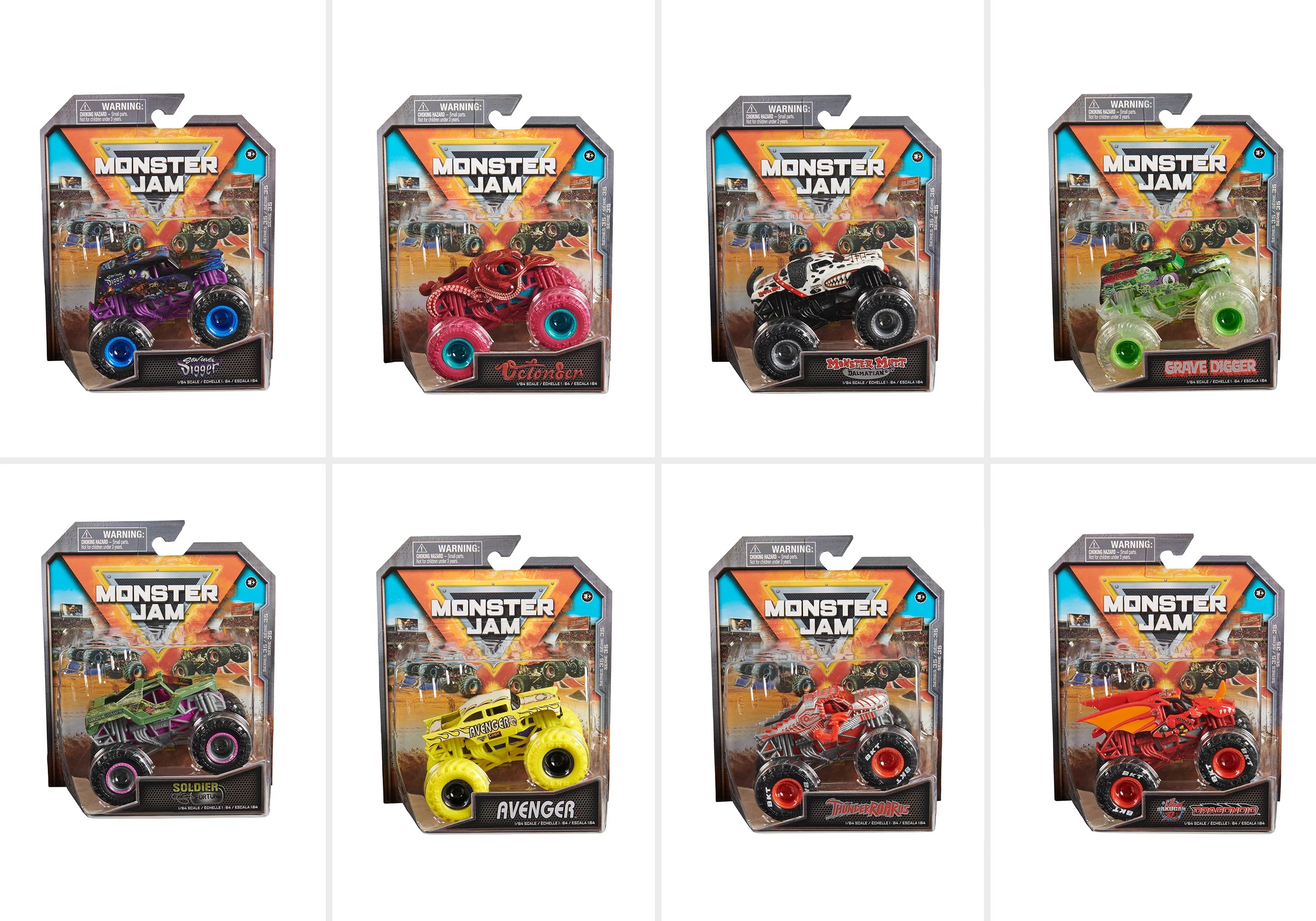 3 Monster Jam 1:64 Die Cast Truck - Assorted, 3 of 8