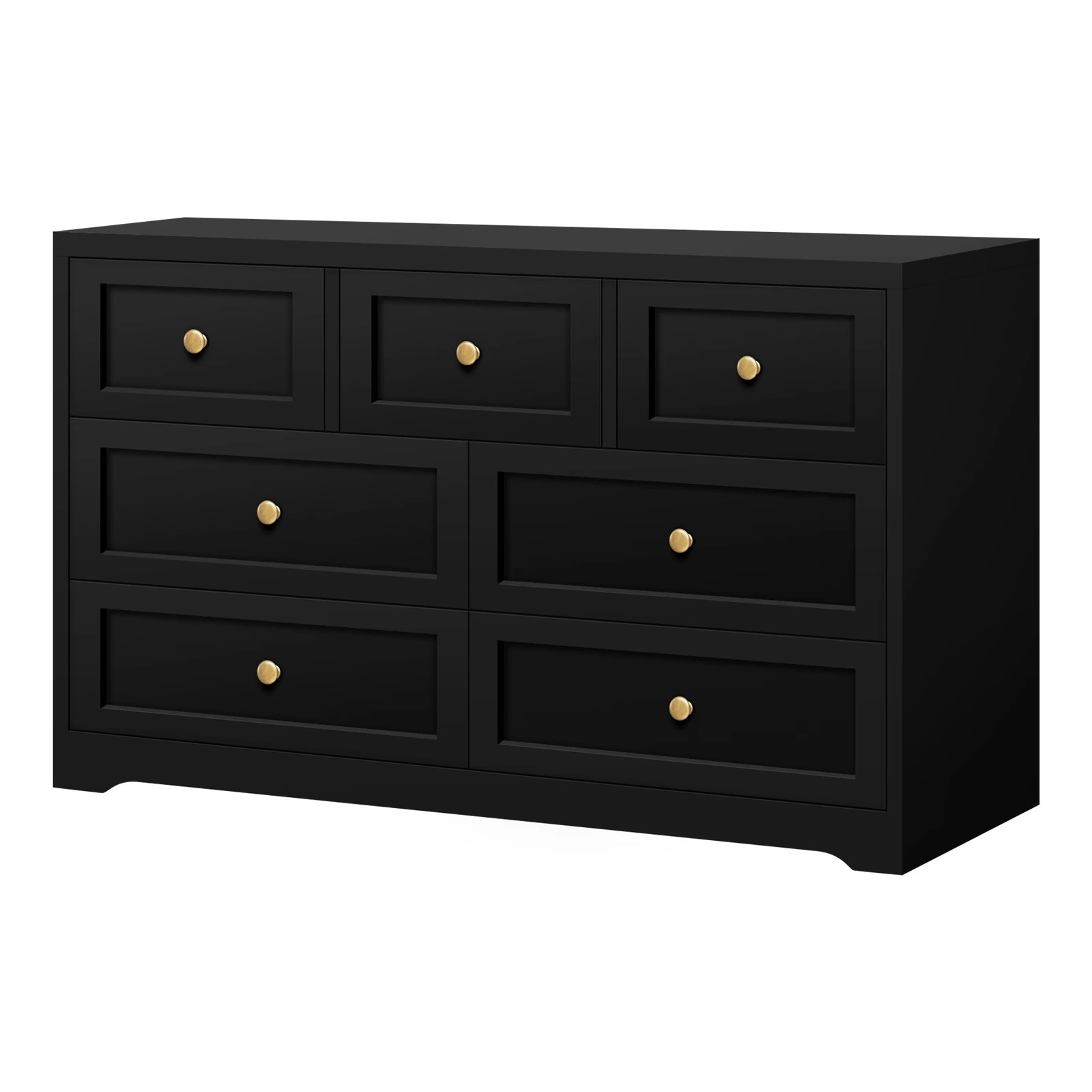 3 Alfordson 7 Chest of Drawers 2x Bedside Table Hamptons Bedroom Storage - Black, 3 of 10