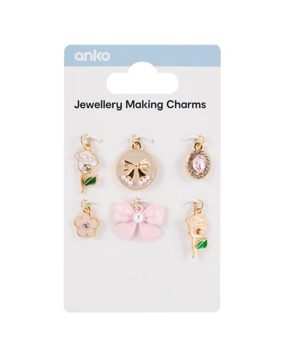 6 Pack Jewellery Making Charms - Coquette