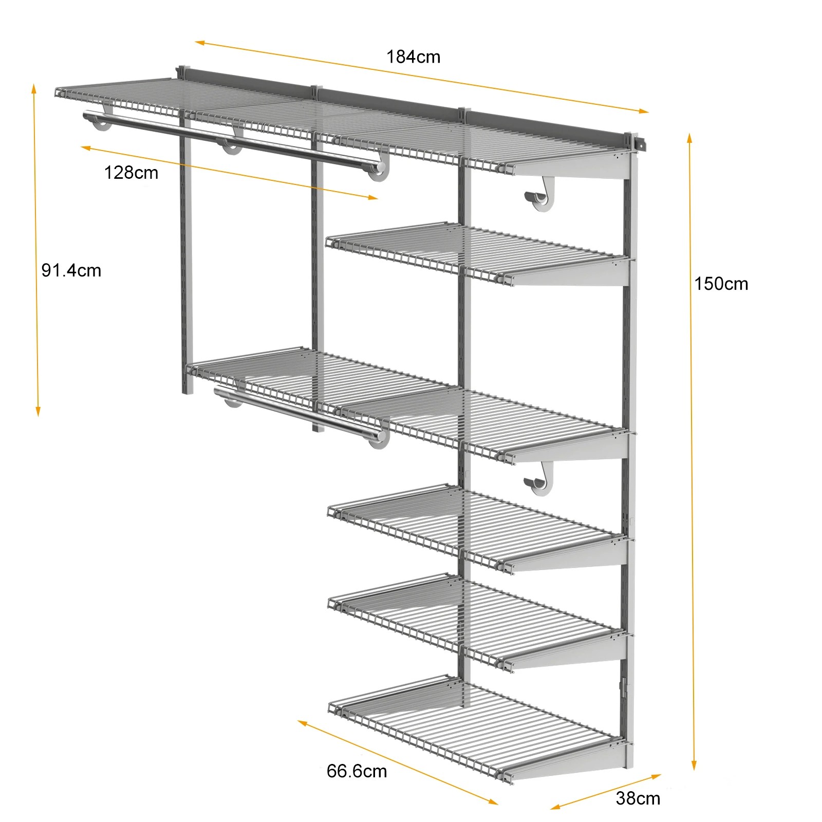 4 Costway Wall Mounted DIY Closet Rack Custom Clothes Organizer System w/5 Shelf - Grey, 4 of 4