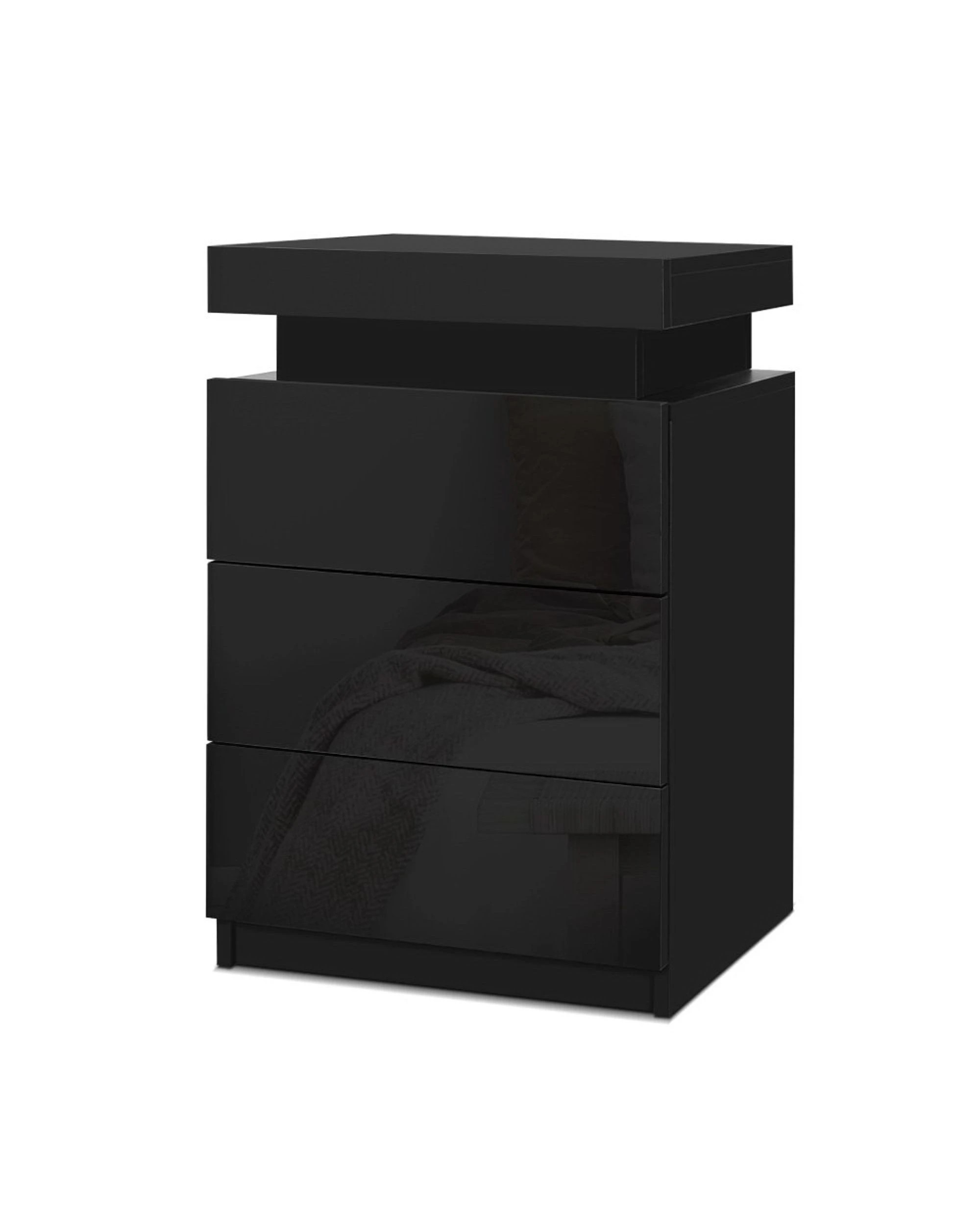 1 Artiss Bedside Table Led 3 Drawers
 - Black, 1 of 3