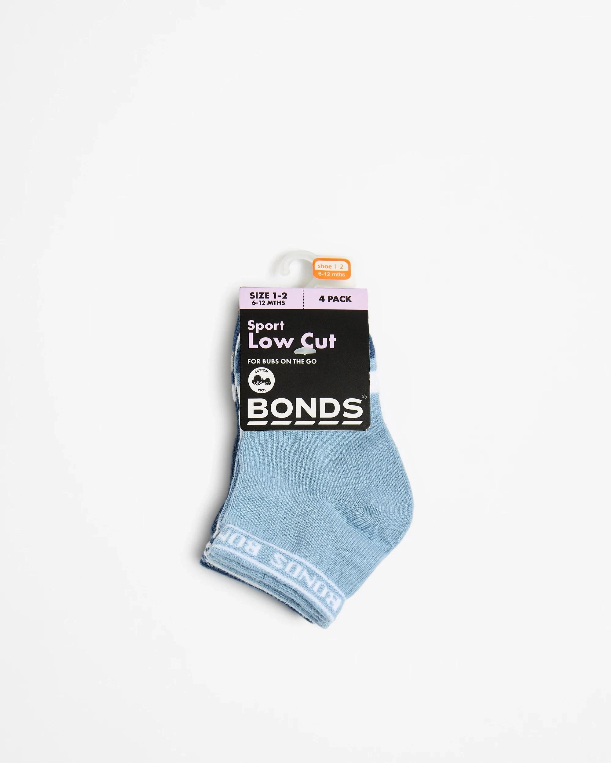 3 Baby Cotton Blend Logo Cushioned Sport Low Cut Socks 3 Pack - Bonds BLUE/WHITE/NAVY/GREY, 3 of 3