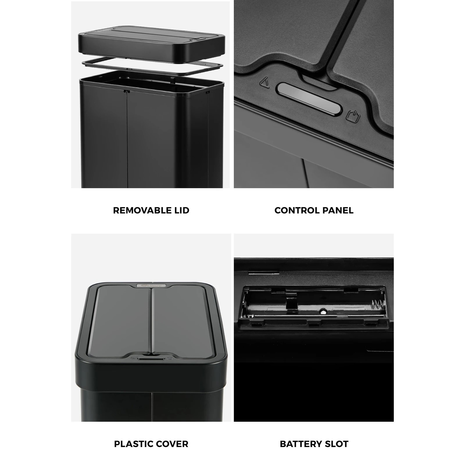 6 Oikiture 75L Motion Sensor Rubbish Bin Stainless Steel - Black, 6 of 10