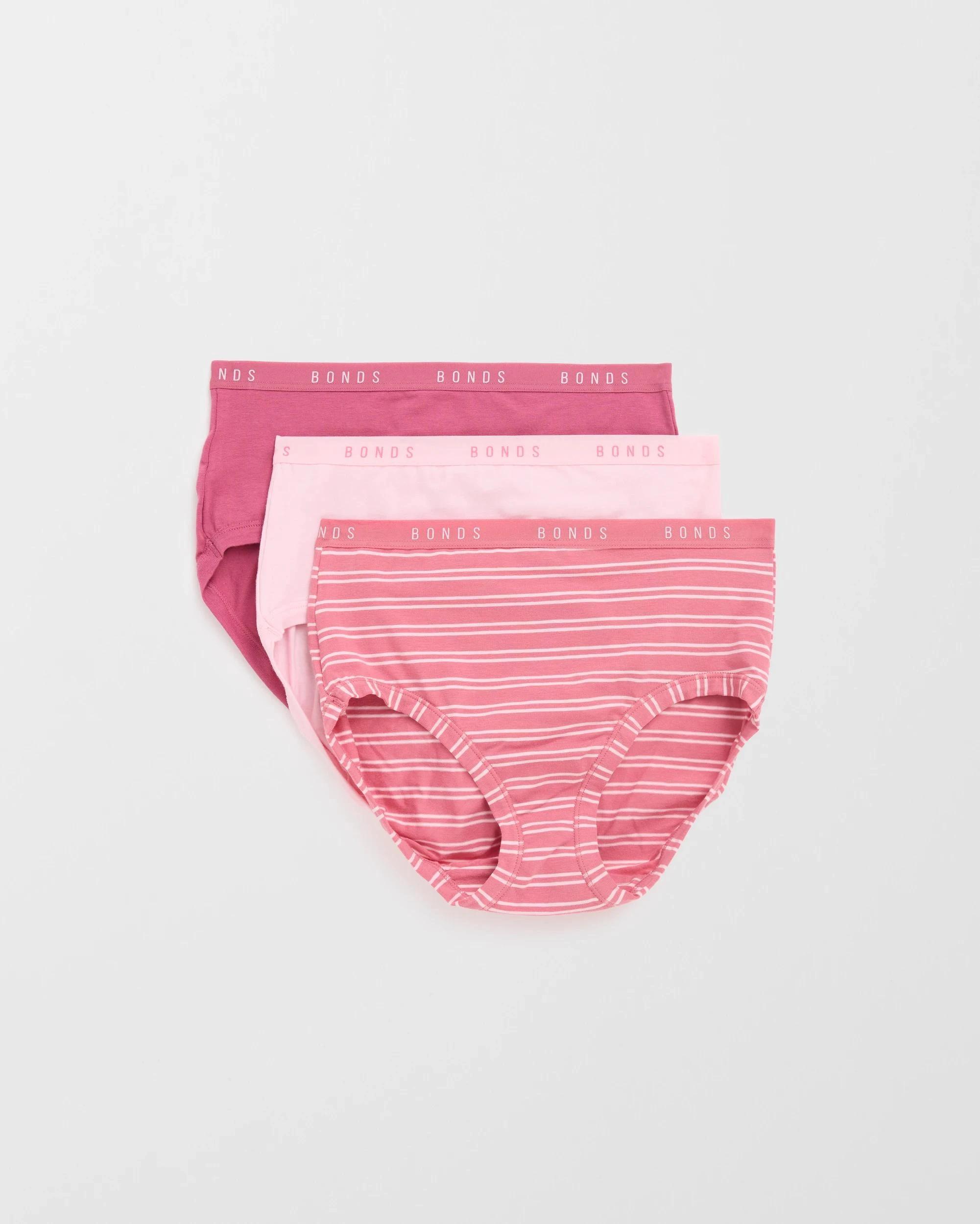 1 Bonds 3 Pack Cottontails Full Briefs STRIPE PINK, 1 of 4