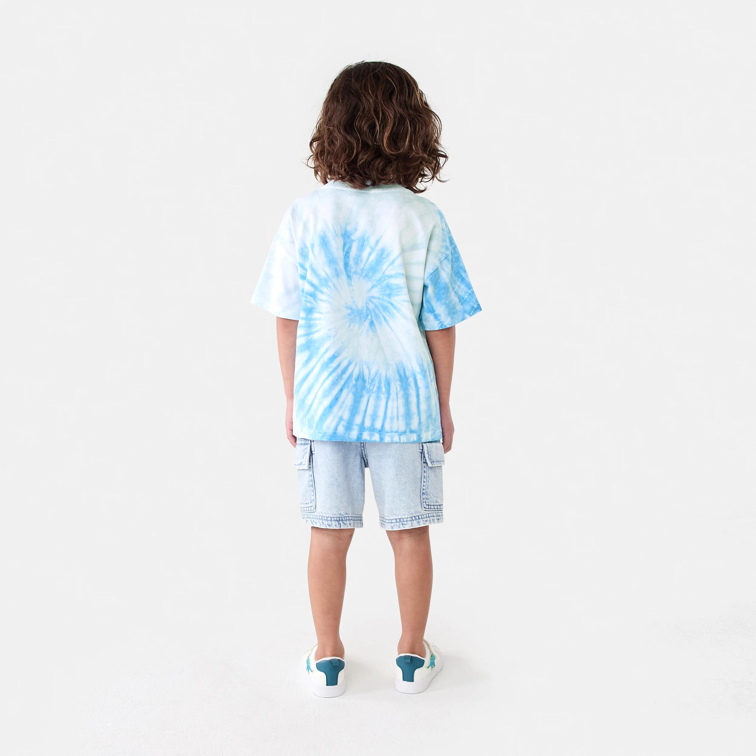 7 Short Sleeve Oversized Tie Dye T-shirt WHITE FLURO SPIRAL, 7 of 7