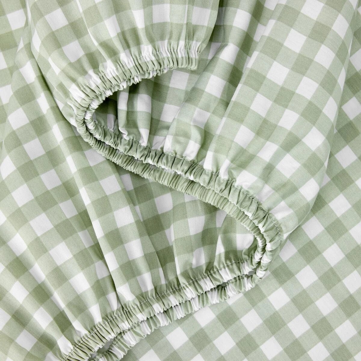 3 250 Thread Count Gingham Cotton Sheet Set - Queen Bed, Sage, 3 of 7