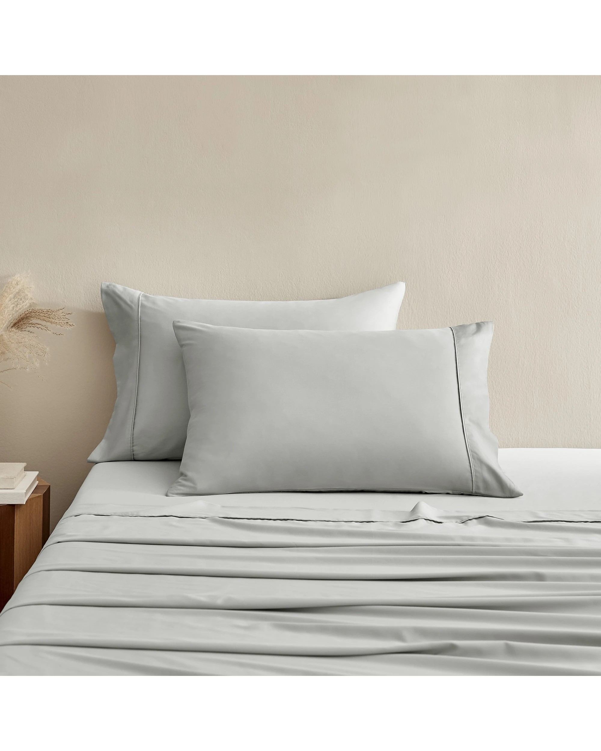 2 Serene 400TC Bamboo Cotton Sateen Sheet Set - Double Bed - Dove Grey, 2 of 5