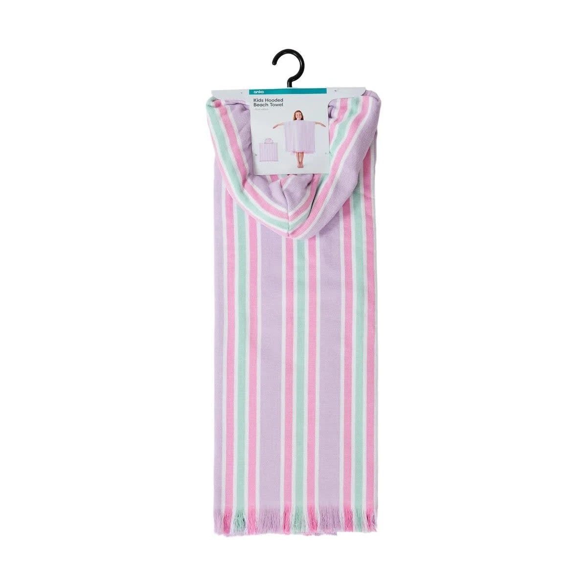 4 Kids Hooded Turkish Beach Towel - Lilac and Green, 4 of 4