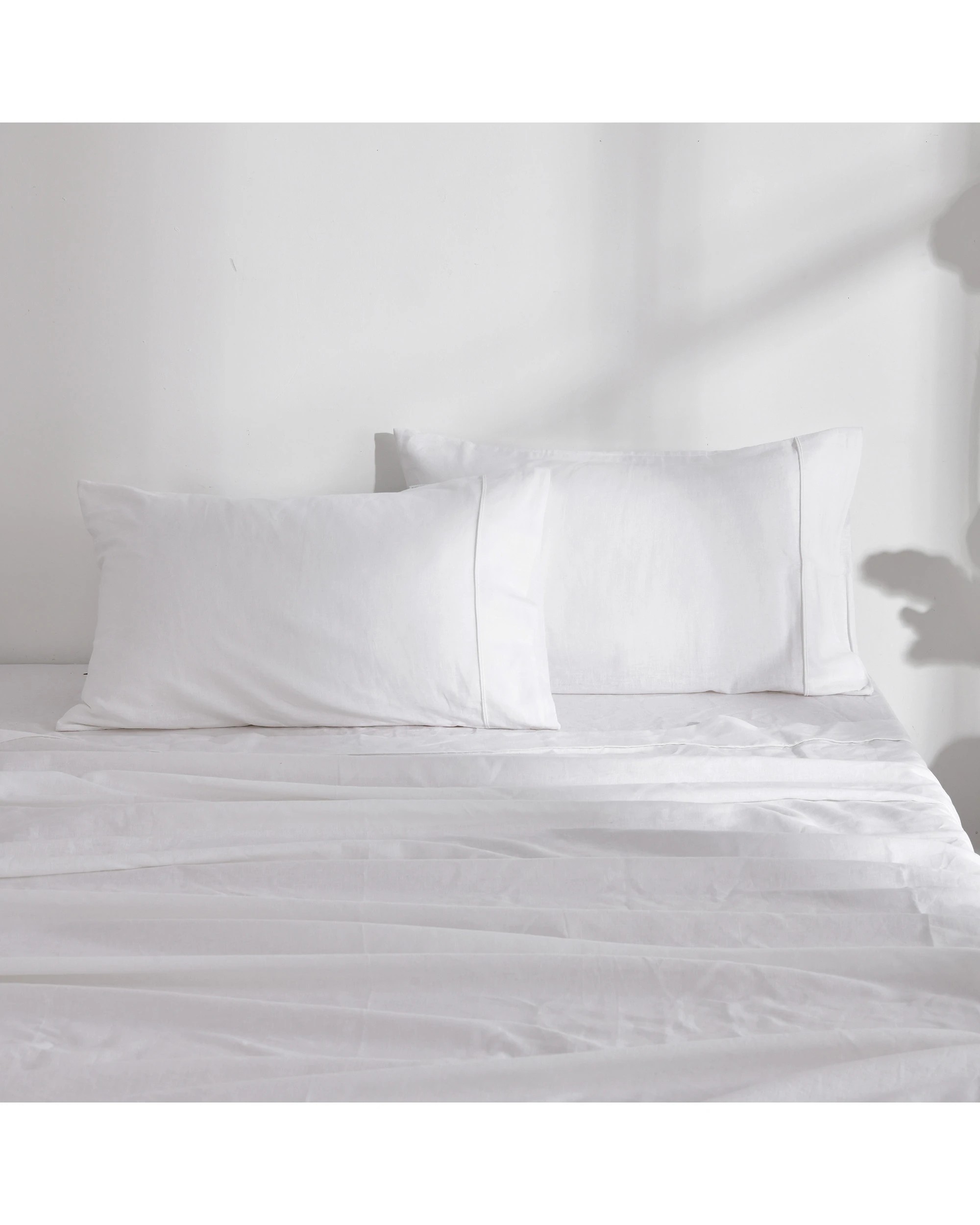 2 Dreamaker Linen Cotton Sheet Set - Double Bed - White, 2 of 8