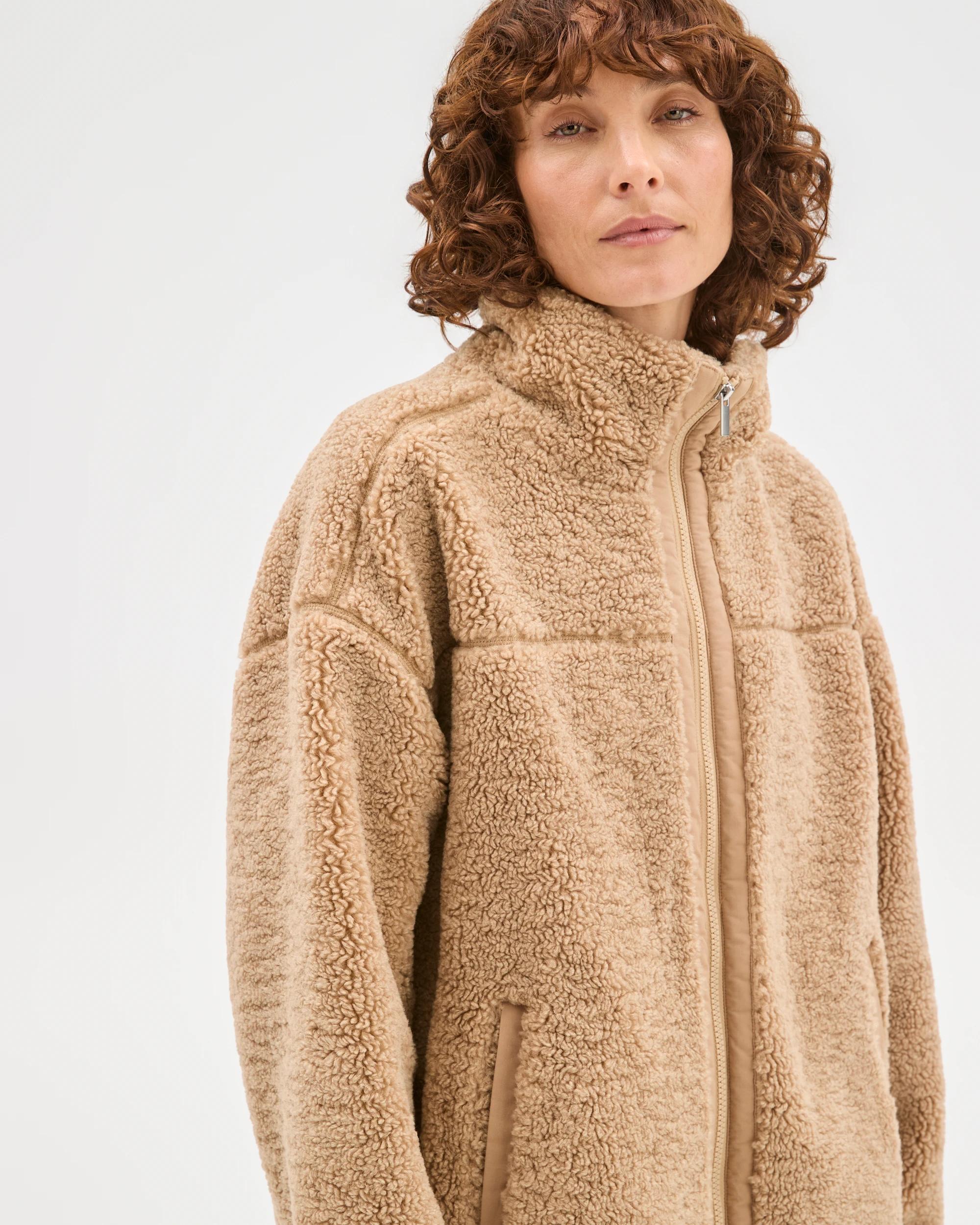 4 Target Woman Relaxed Sherpa Zip Through Jacket CAMEL, 4 of 6