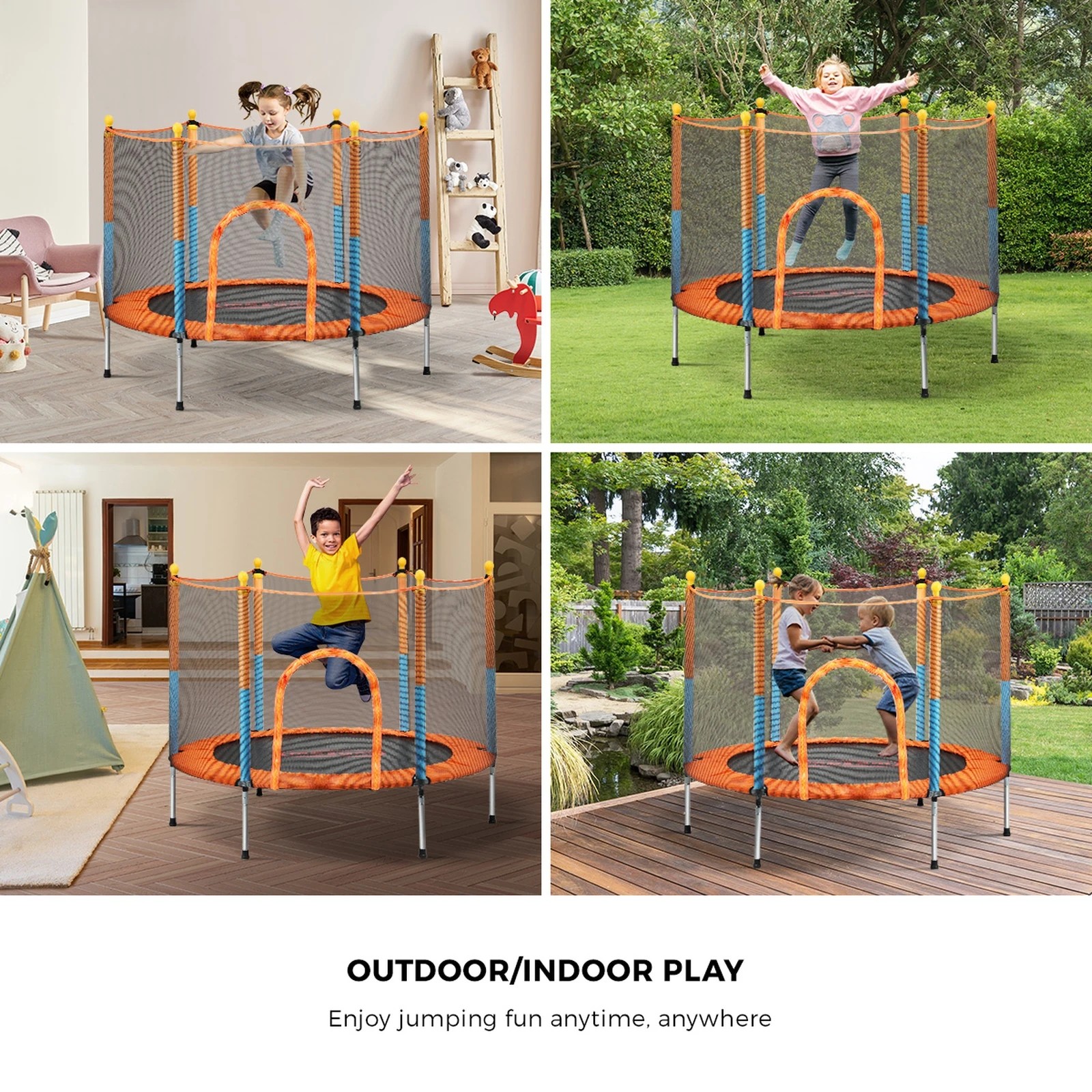 5 Mazam 60 Inch Trampoline Kids Jumping Trampolines Enclosure Safety Net Pad
 - Multi, 5 of 10