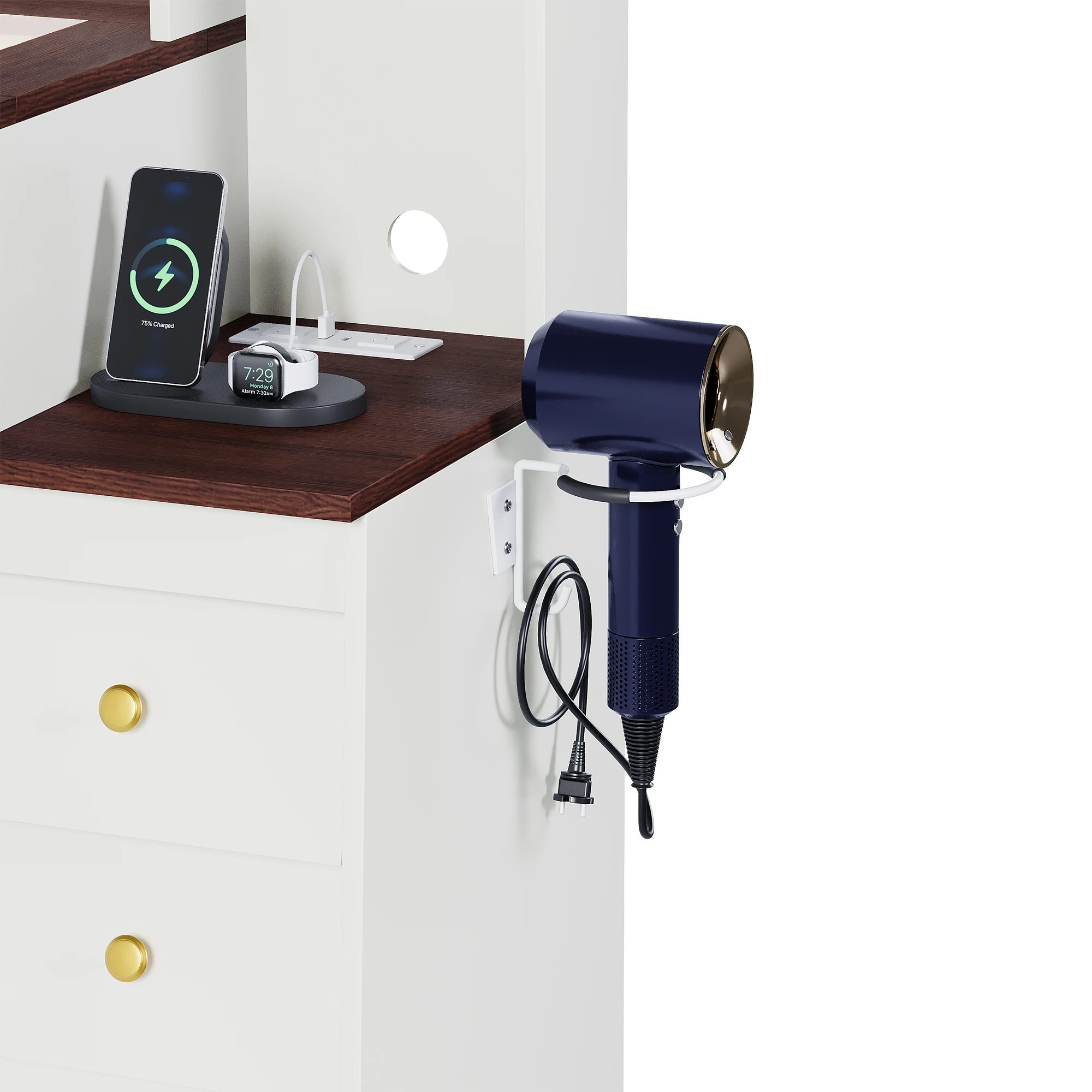 7 Advwin LED Vanity Desk with Mirror and Charging Hub - White, 7 of 10