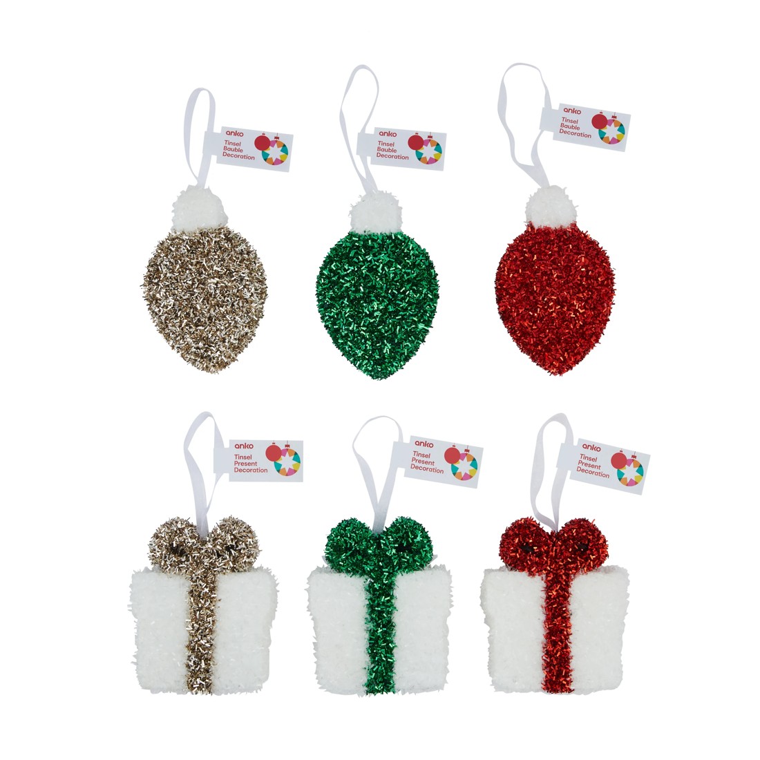 5 Tinsel Decoration - Assorted, 5 of 5