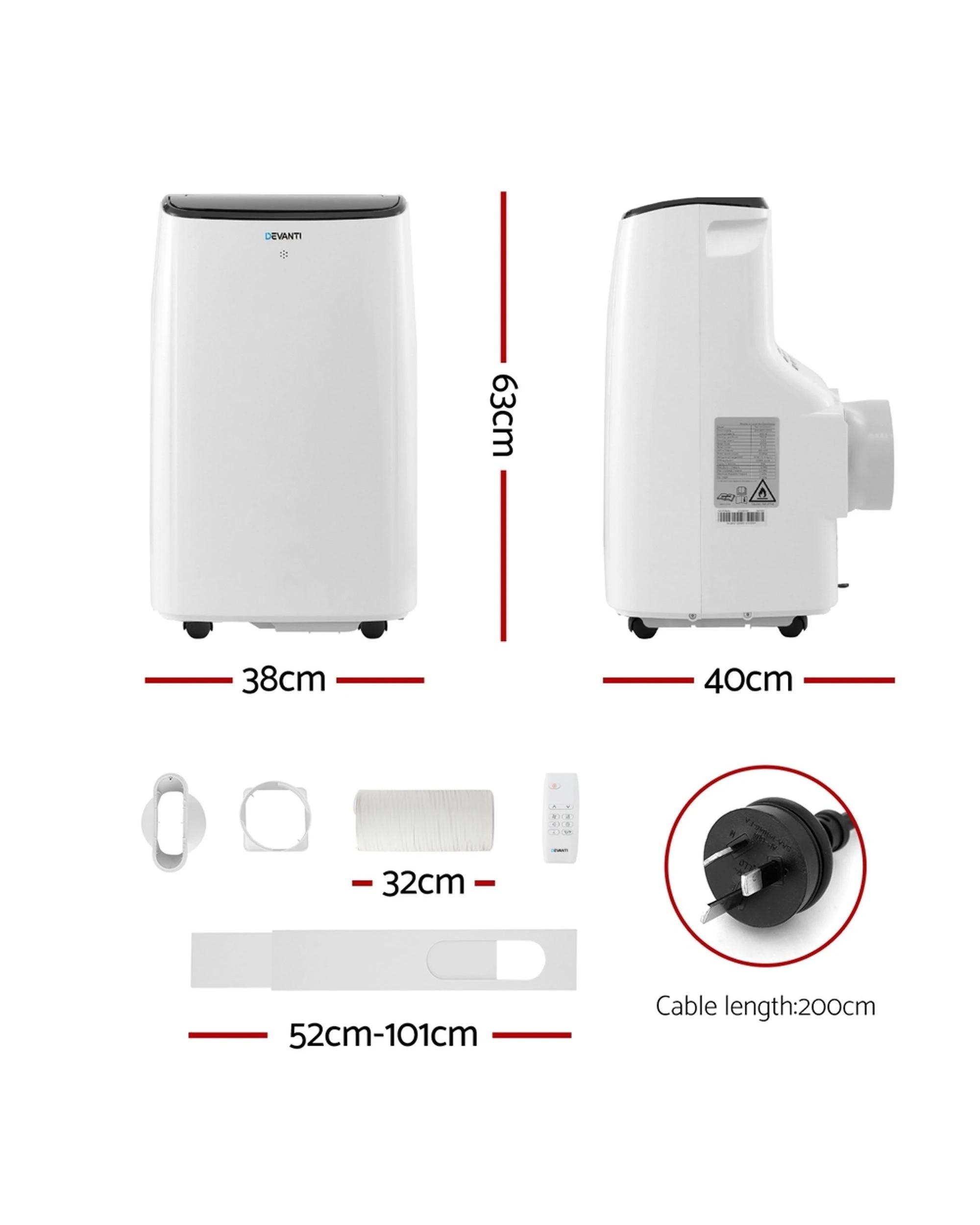 2 Devanti Portable Air Conditioner WiFi 7000BTU - White, 2 of 7