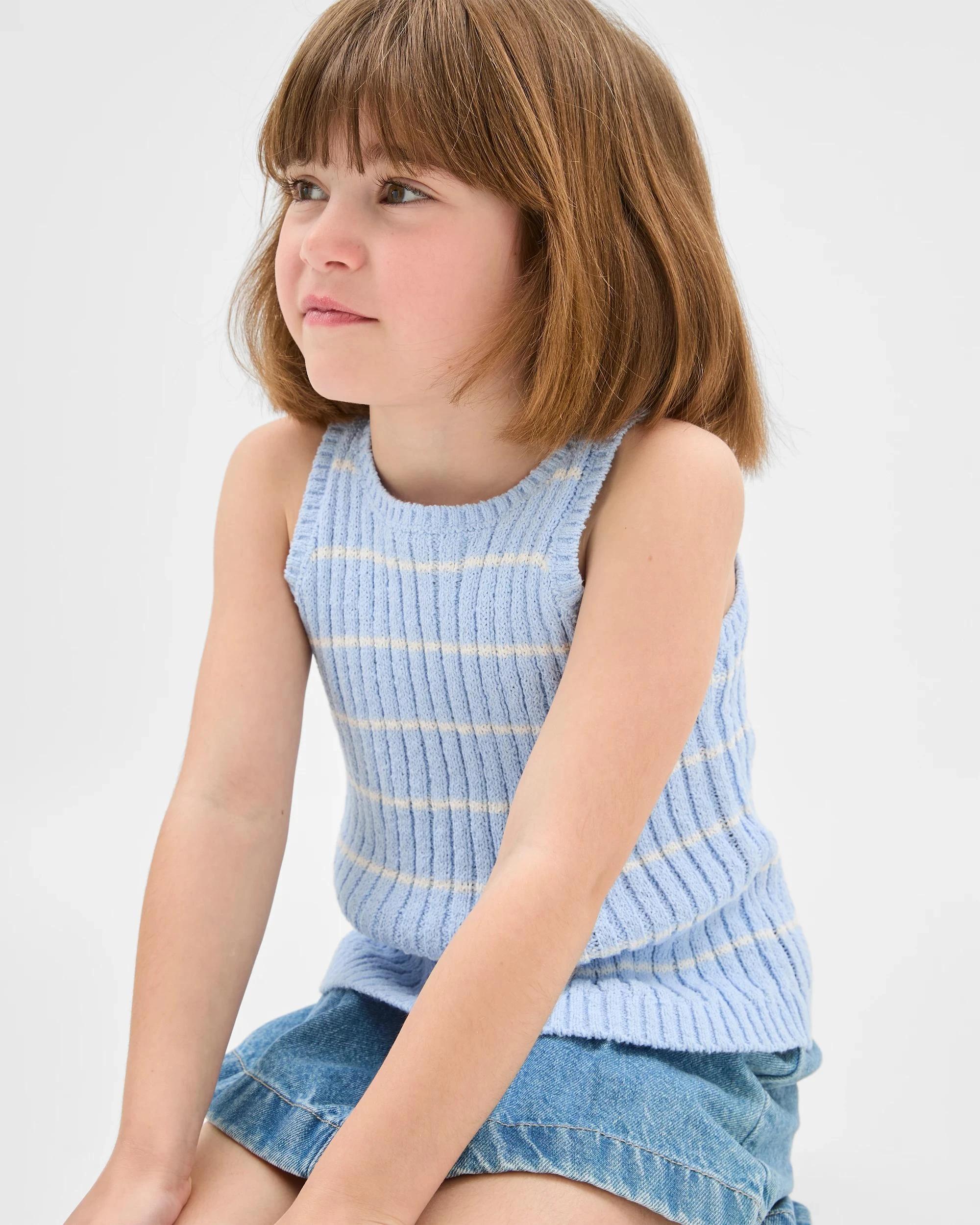1 Target Australian Cotton Blend Younger Girls Knit Tank BLUE / STRIPE, 1 of 6