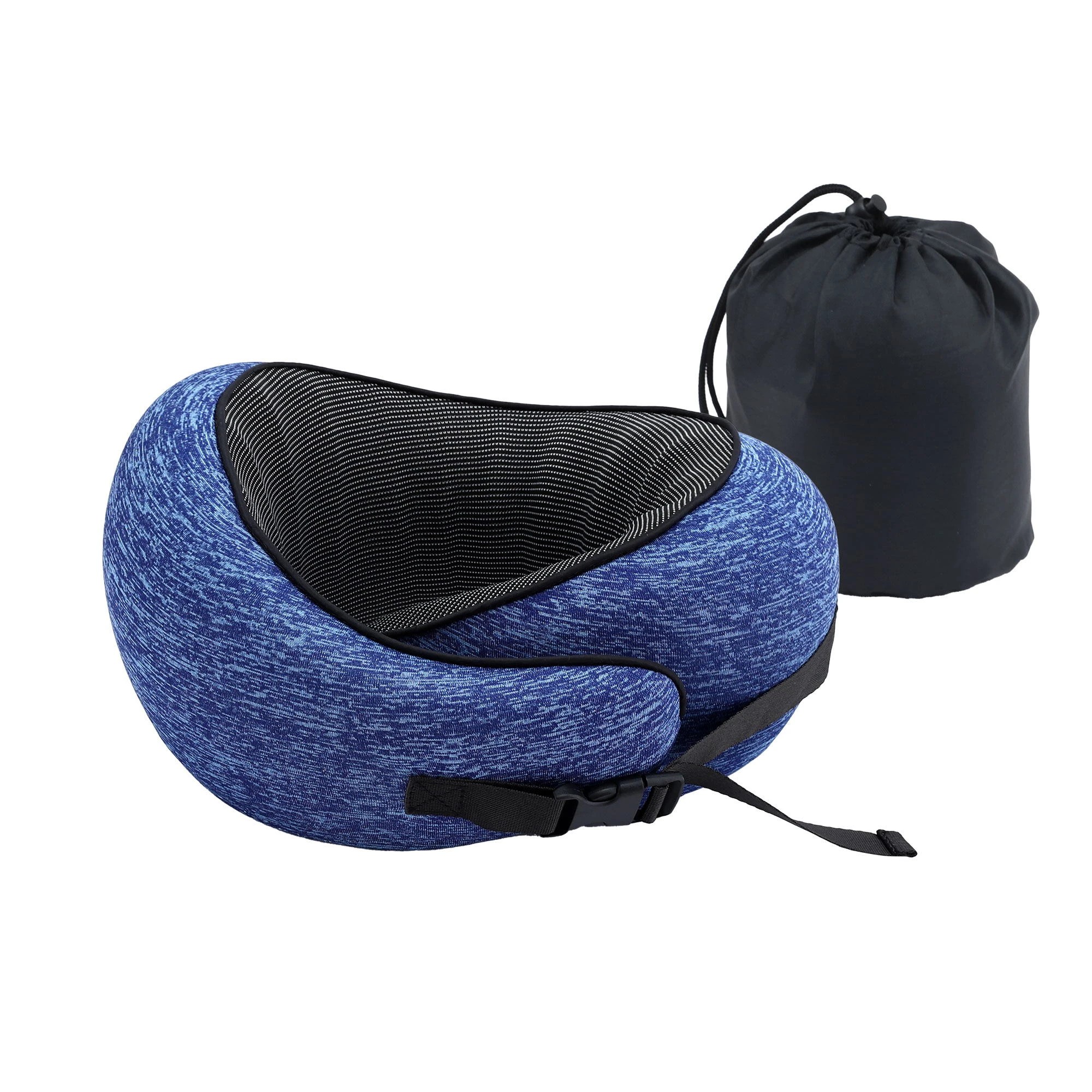 1 Wanderlite Travel Pillows Memory Foam Neck Pillow for Airplane Portable with Bag - Blue, 1 of 5