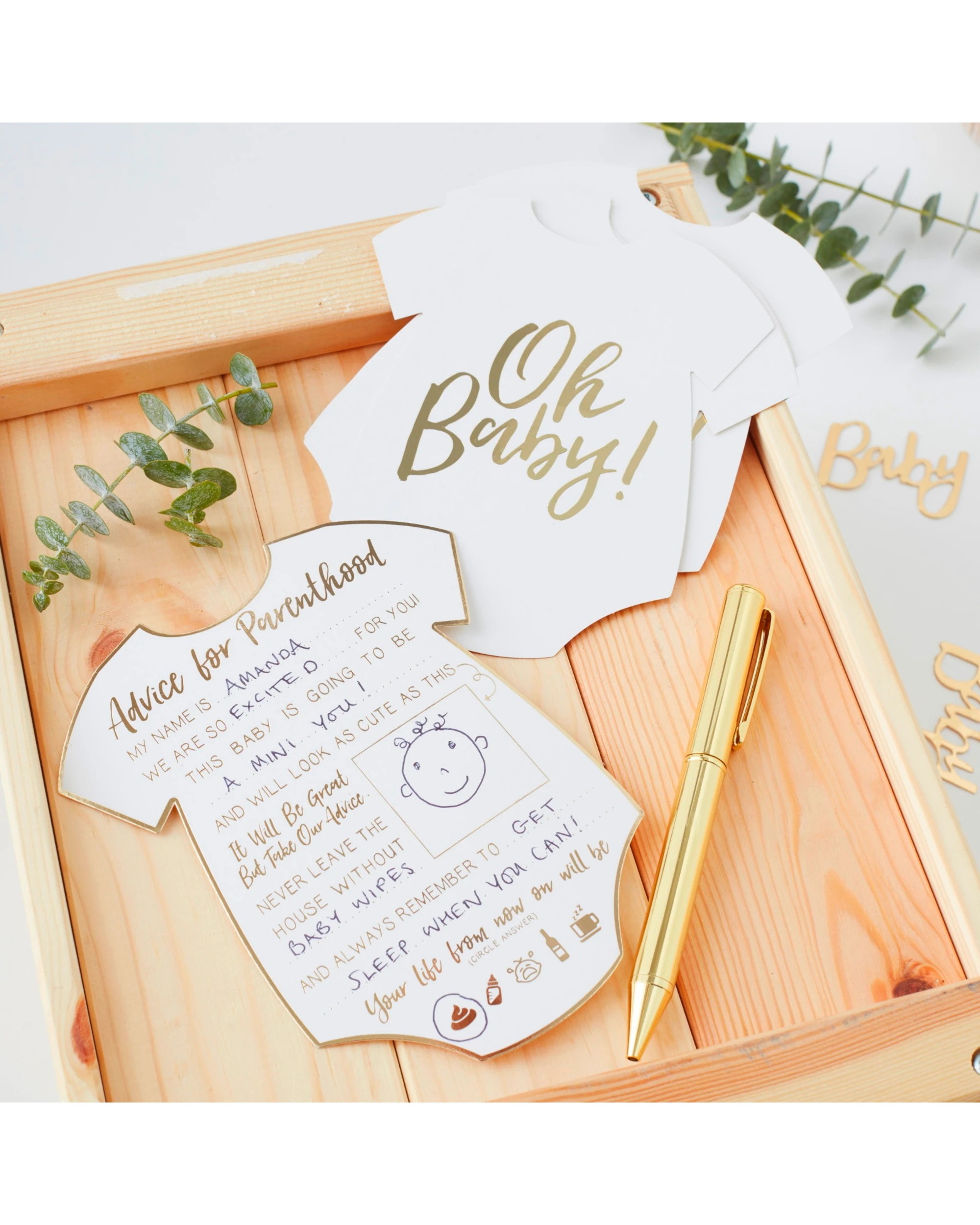 2 Ginger Ray Ginger Ray Gold Oh Baby! Advice for Parenthood Cards Pack of 10, 2 of 2