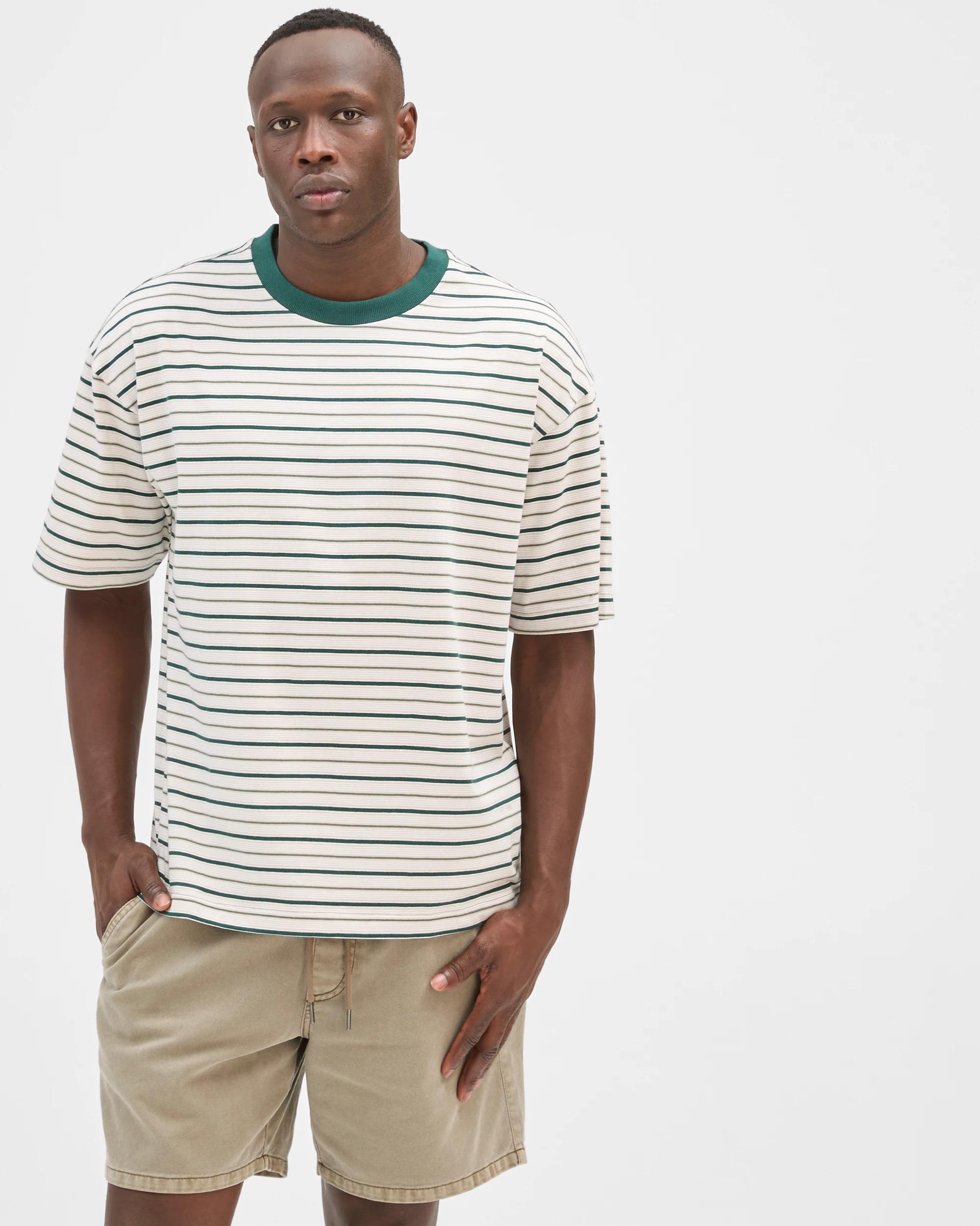 2 Commons Australian Cotton Stripe T-Shirt GREEN STRIPE, 2 of 6
