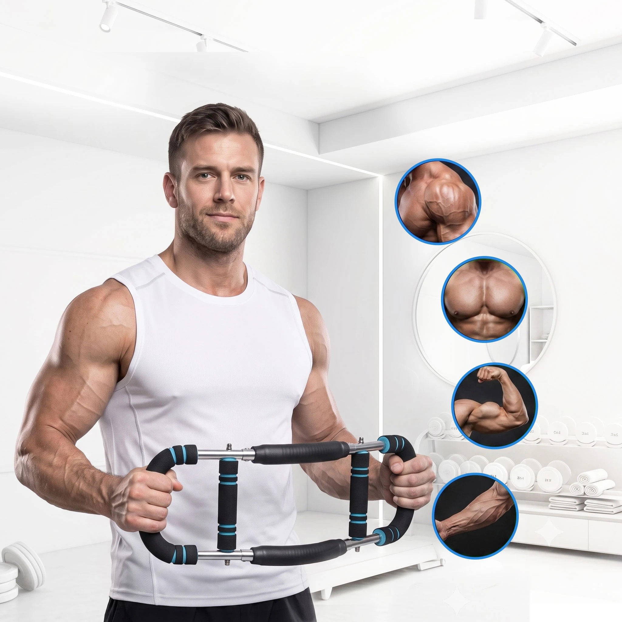 7 Everfit Twister Arm Exerciser Chest Trainer 27-41 kg Resistance U-Shape - Multi, 7 of 9