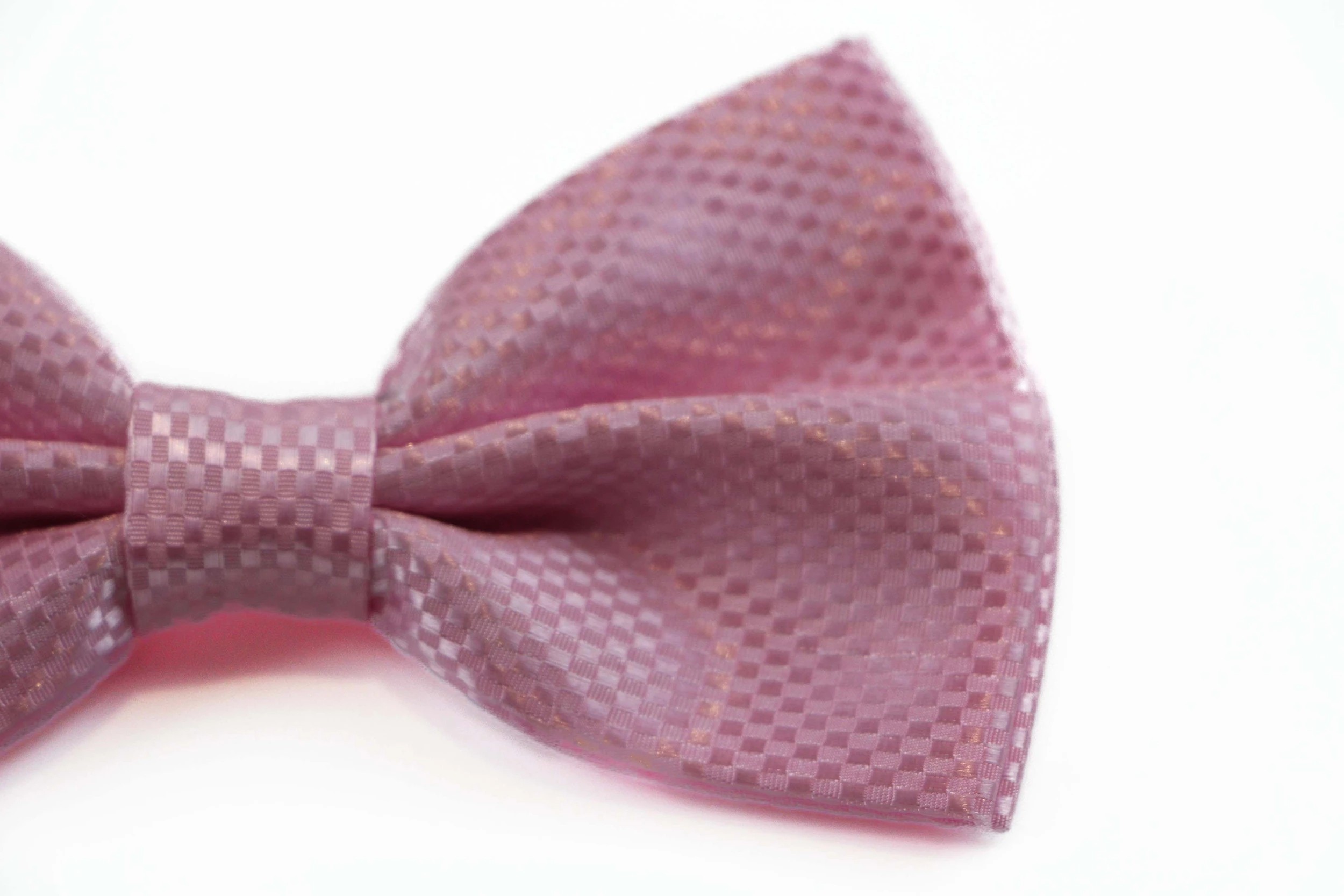 3 Zasel Mens Baby Pink Disco Shine Checkered Patterned Bow Tie - Pink, 3 of 4