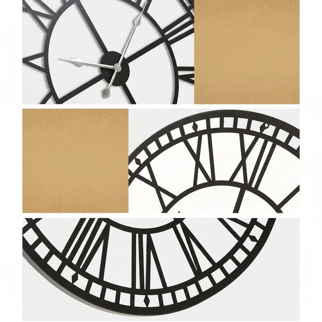 4 Artiss 60cm Wall Clock Large Roman Numerals Metal - Black, 4 of 6