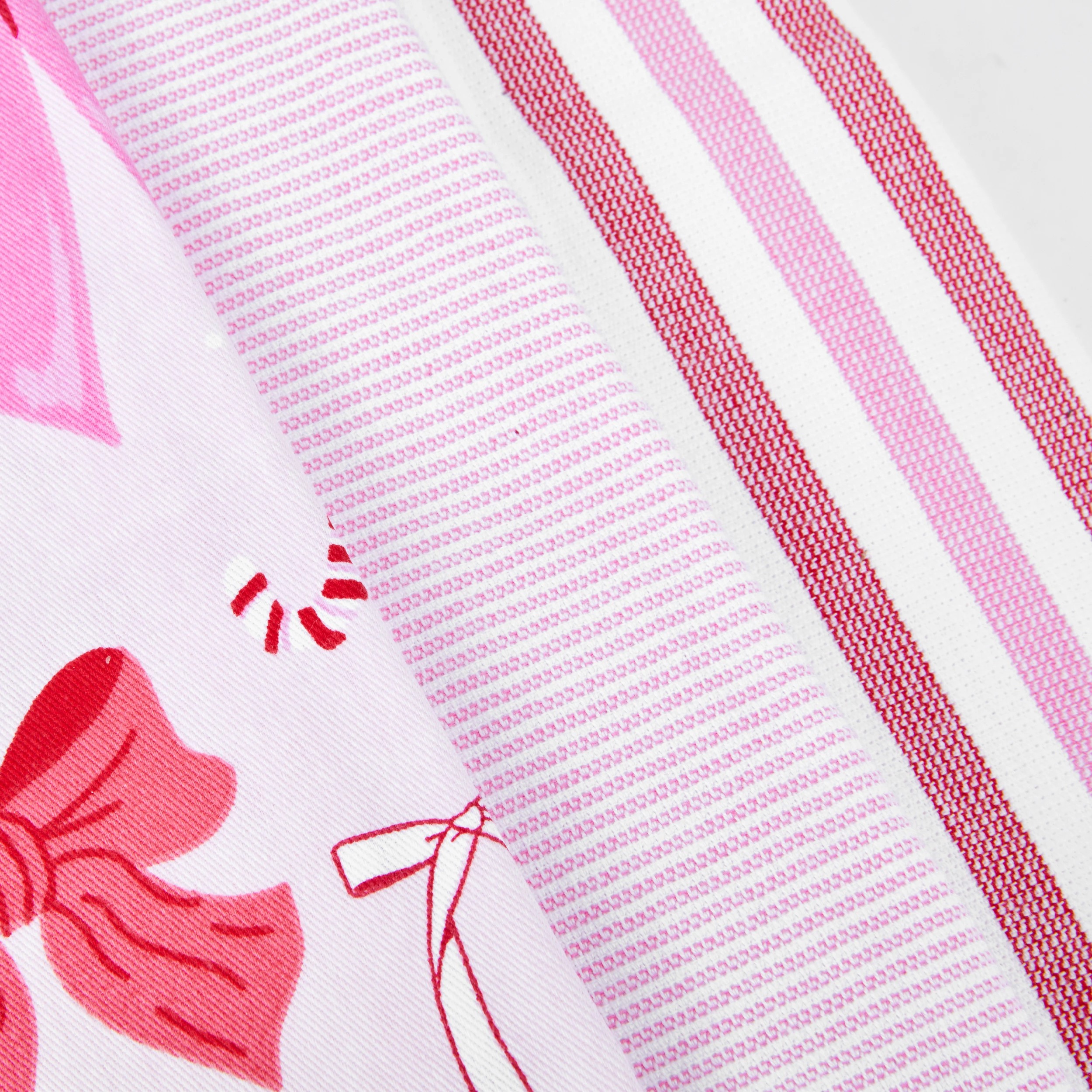 2 3 Pack Pink Bow Tea Towels, 2 of 6