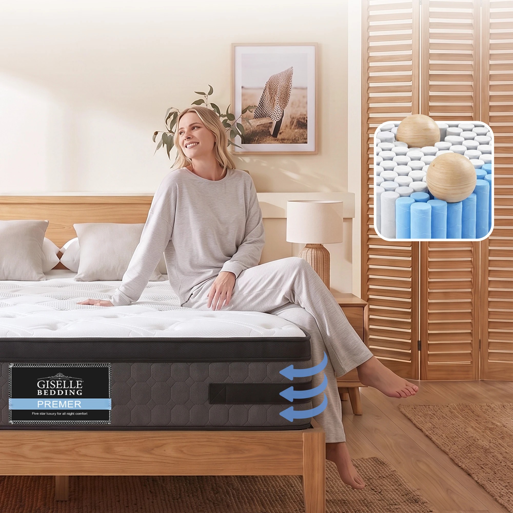10 Giselle Bedding 36cm Mattress Cool Gel Memory Foam - King Bed - Multi, 10 of 10